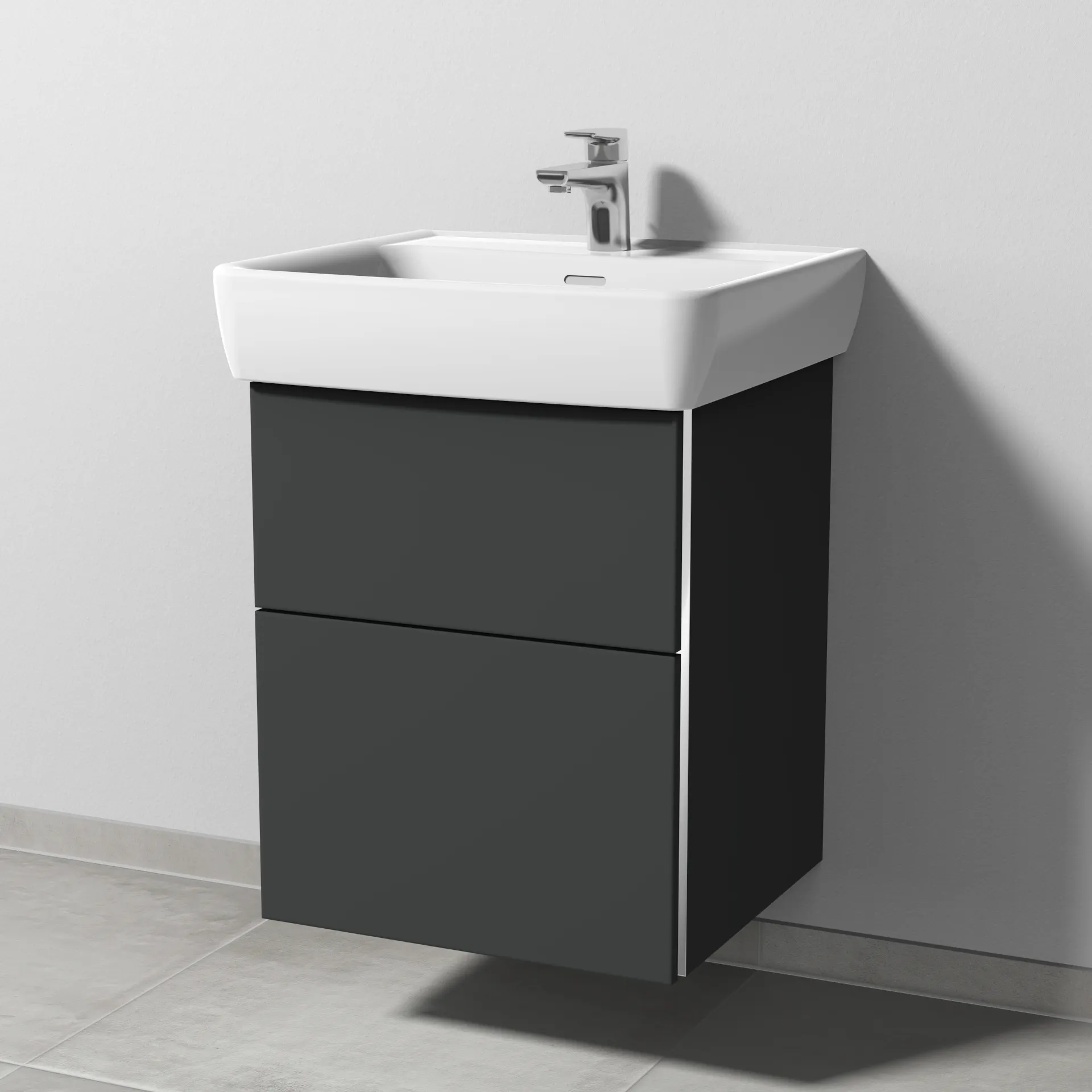 Sanipa Waschtischunterschrank „3way“ passend zu Keramik-Waschtische Pro A von Laufen 475 × 588 × 447 mm in Graphit (matt)