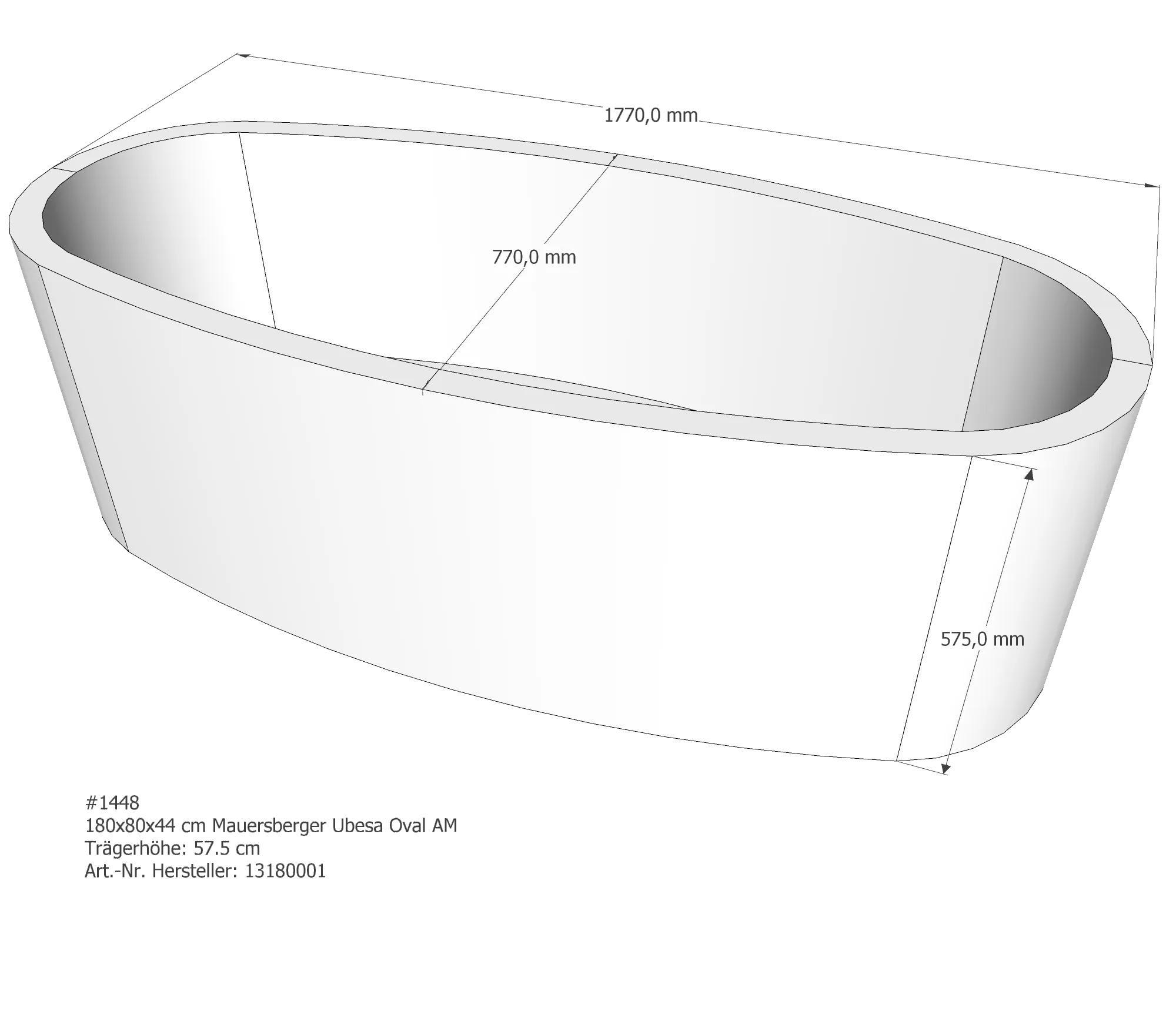 Badewannenträger für Mauersberger Ubesa 180 × 80 × 44 cm Badewannenträger für Mauersberger Ubesa 180 × 80 × 44 cm