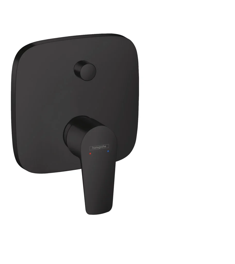 Hansgrohe Talis E Einhebel-Wannenmischer Unterputz, mattschwarz, 2 Verbraucher, Keramikmischsystem, Temperaturbegrenzung einstellbar, Umsteller mit automatischer Rückstellung, Schalldämpfer, integrierte Sicherungskombination EN 1717