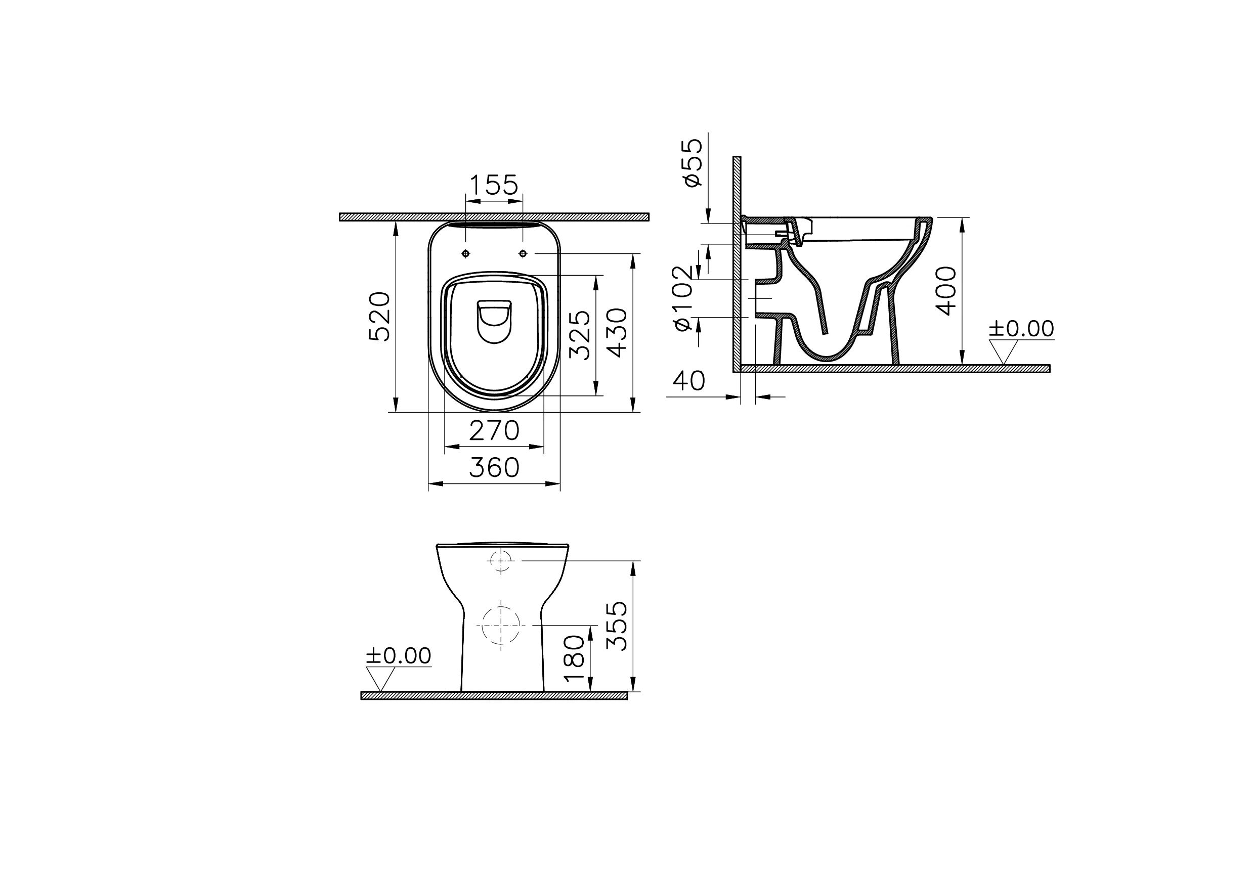 New S20 Round Tiefspüler-Stand-WC spülrandlos Smooth Flush open back Abgang waagerecht 36 x 54 cm (BxT) Weiß Hochglanz New S20 Round Tiefspüler-Stand-WC spülrandlos Smooth Flush open back Abgang waagerecht 36 x 54 cm (BxT) Weiß Hochglanz