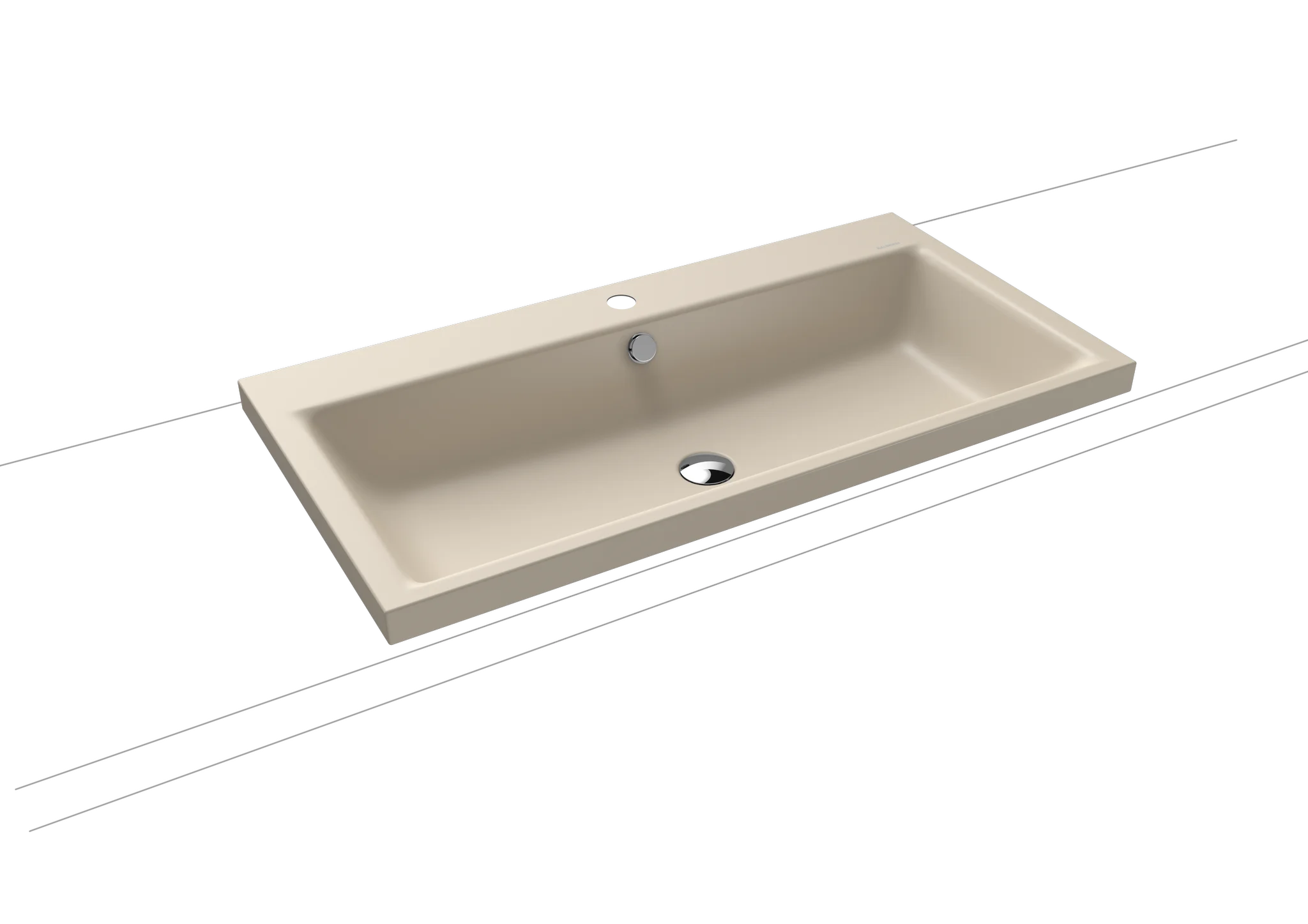 Kaldewei PURO Aufsatzwaschtisch, warm beige, 900x460 mm, Randhöhe 40 mm, mit Überlauf, Perl-Effekt, Antidröhn, 1er Hahnlochbohrung