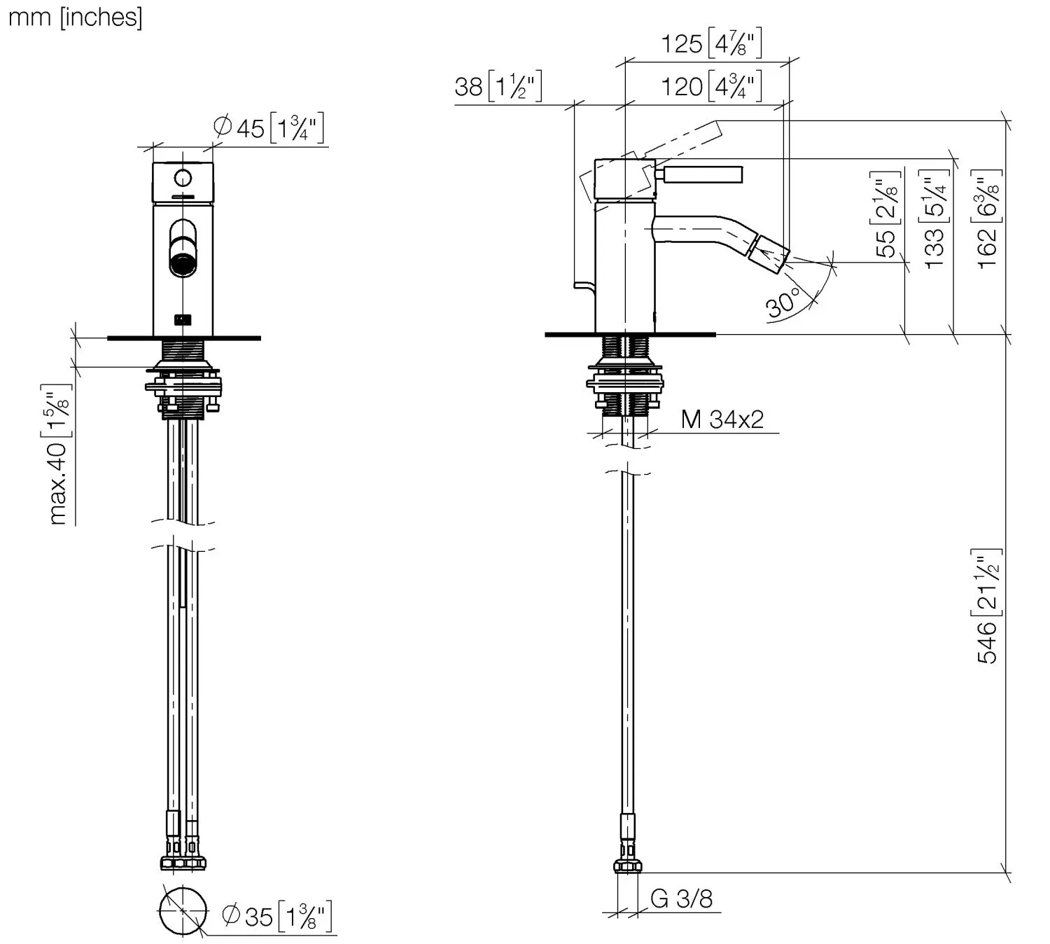 Dornbracht META Bidet-Einhandbatterie mit Ablaufgarnitur - Chrom Dornbracht META Bidet-Einhandbatterie mit Ablaufgarnitur - Chrom