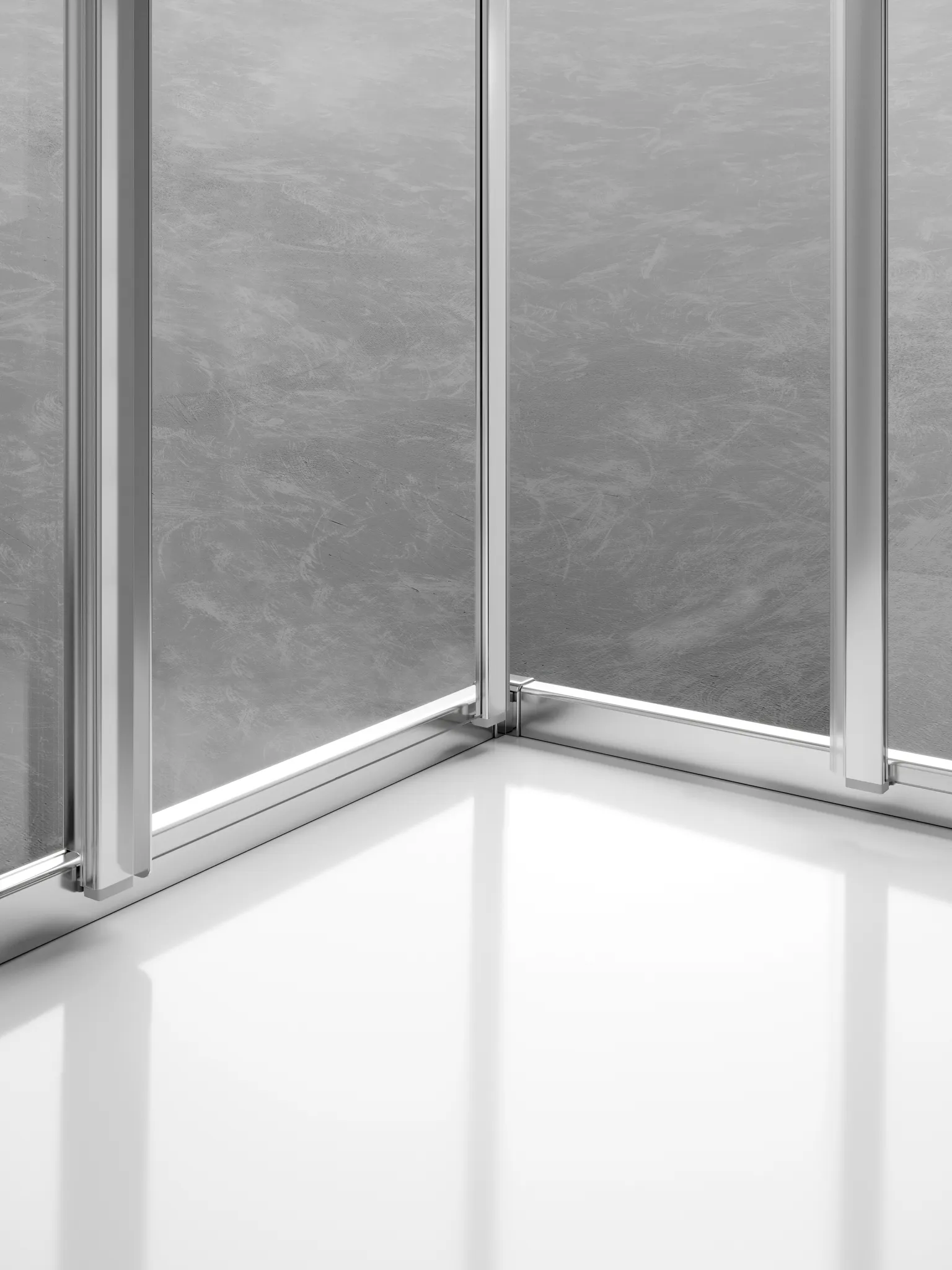 Kermi Duschtür Gleittür 2-teilig mit Festfeld links für Nische und Ecke „LIGA“ 185 cm Glas Klar, Profile Silber Hochglanz, Schiebetür zweiteilig