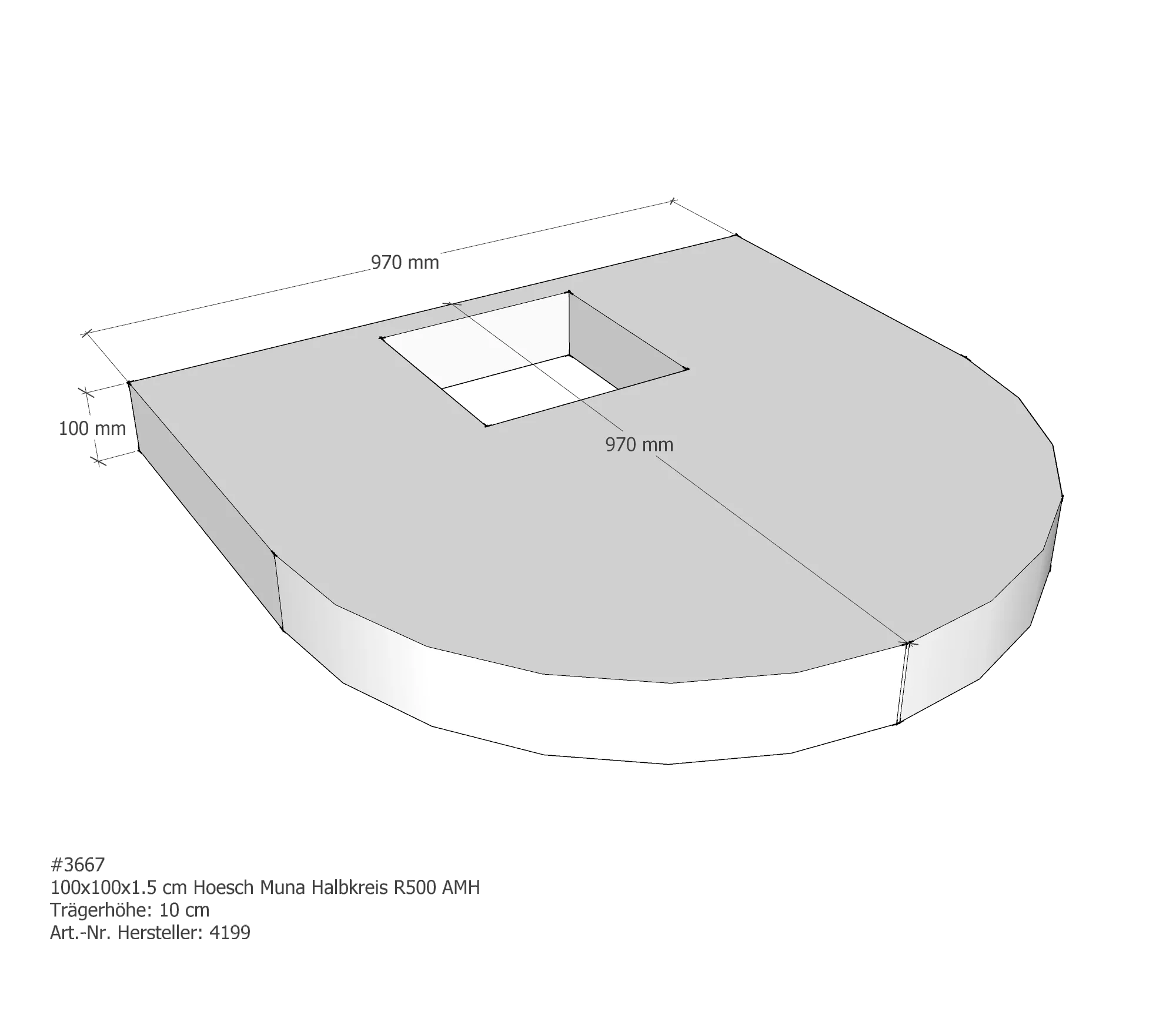Duschwannenträger passend für Hoesch Muna 100 × 100 × 1,5 cm Duschwannenträger passend für Hoesch Muna 100 × 100 × 1,5 cm