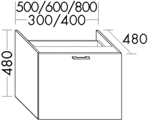 Burgbad Unterschrank Sys30, 480x300x480 mm, 1 Auszug, 420 mm tief, 1 Innenschublade