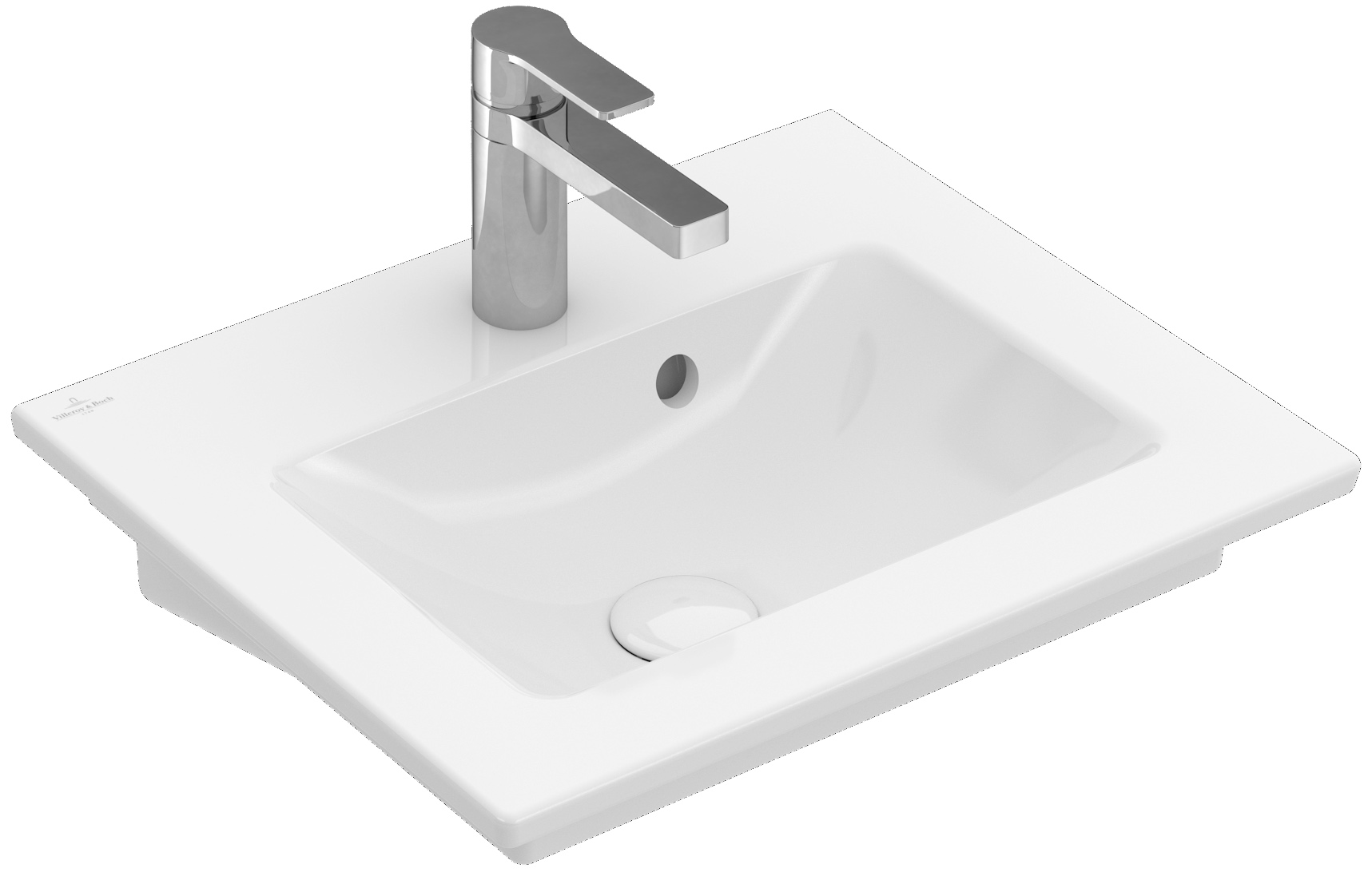 Handwaschbecken „Venticello“, mit Überlauf, mit Hahnlochbohrung 50 × 42 cm in Stone White