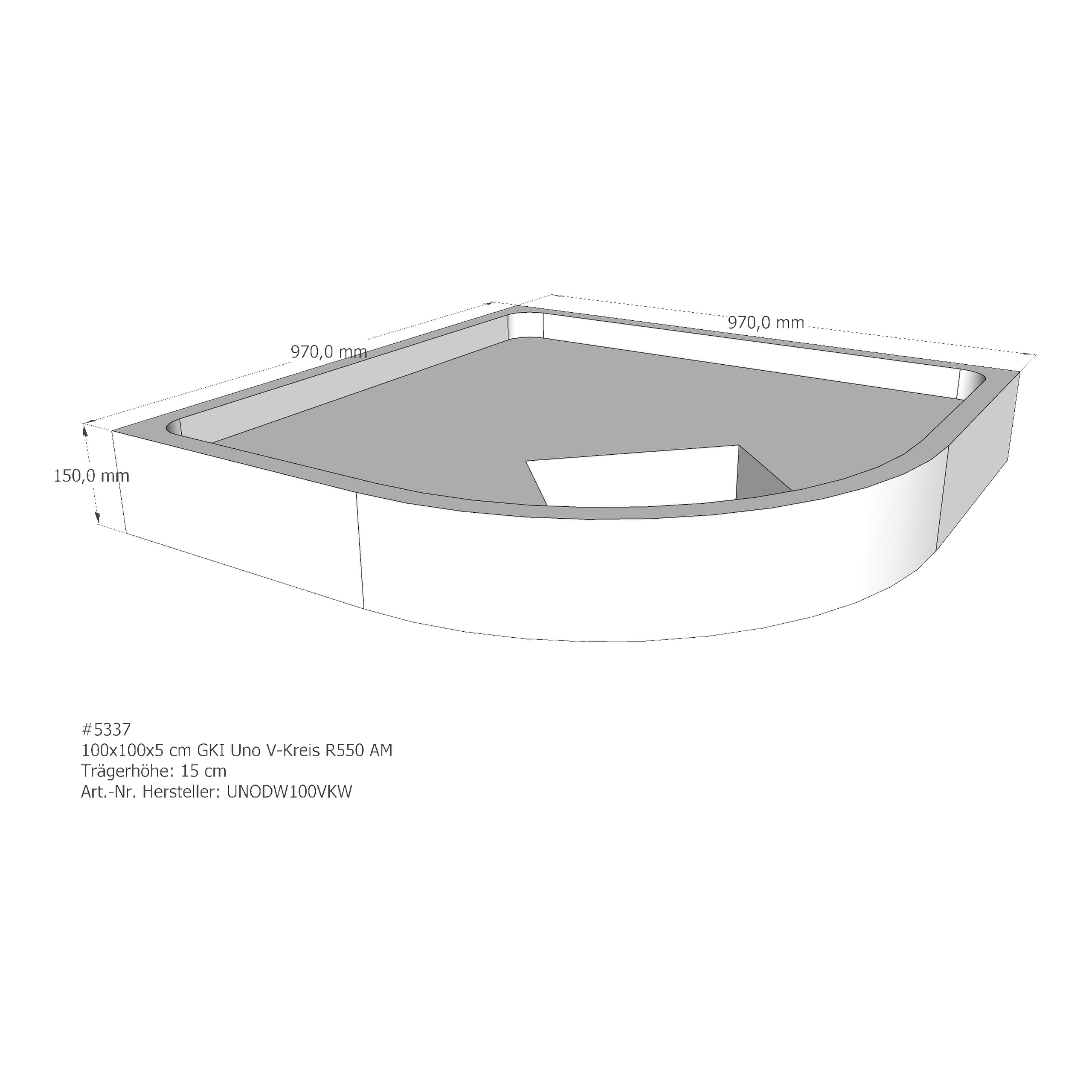 Duschwannenträger für GKI Uno V-Kreis R550 100 × 100 × 5 cm