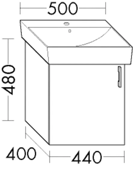 Waschtischunterschrank Sys30 von burgbad – 440 mm breit, 480 mm hoch, 400 mm tief, 1 Tür, PG1