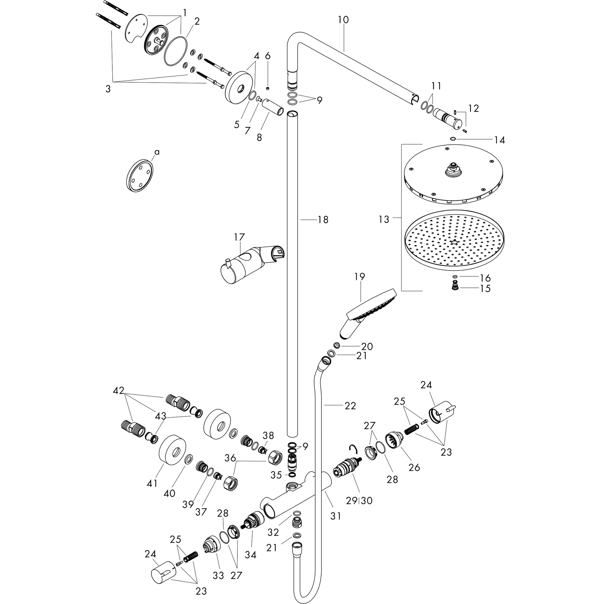 Showerpipe Raindance Select S 240 1jet PowderRain chrom