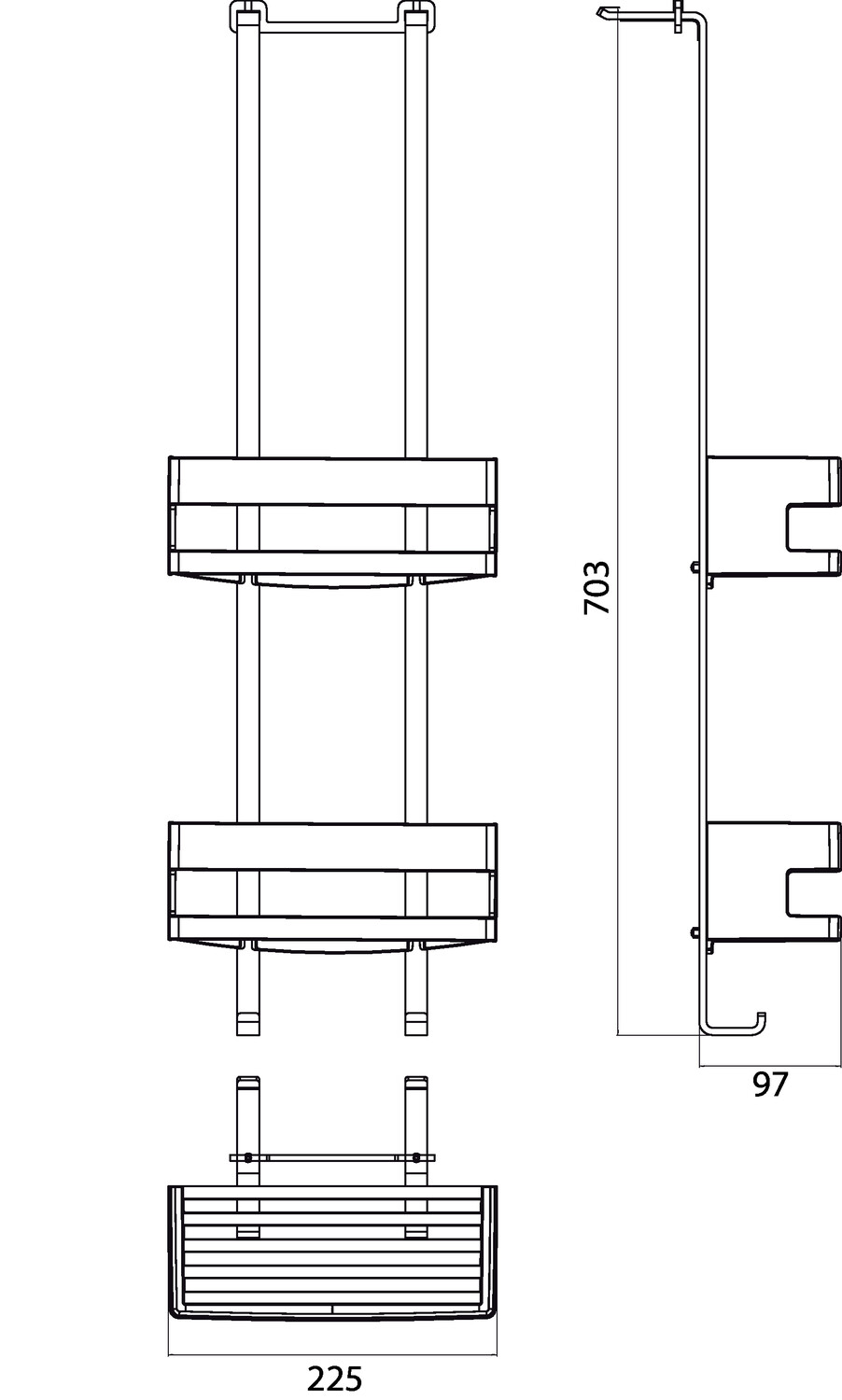 emco Türetagere „system 2“ 22,5 × 9,7 × 70,3 cm in chrom