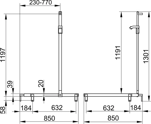 KEUCO AXESS Duschhandlauf mit Brausestange links 840/840/1300 mm schwarz matt KEUCO AXESS Duschhandlauf mit Brausestange links 840/840/1300 mm schwarz matt