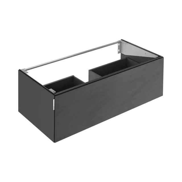 KEUCO Waschtischunterschrank mit Auszug „Edition 11 Art“ Basalt (Keramik), Smoke (Lack, seidenmatt), mit Beleuchtung 1200 × 350 × 490 mm