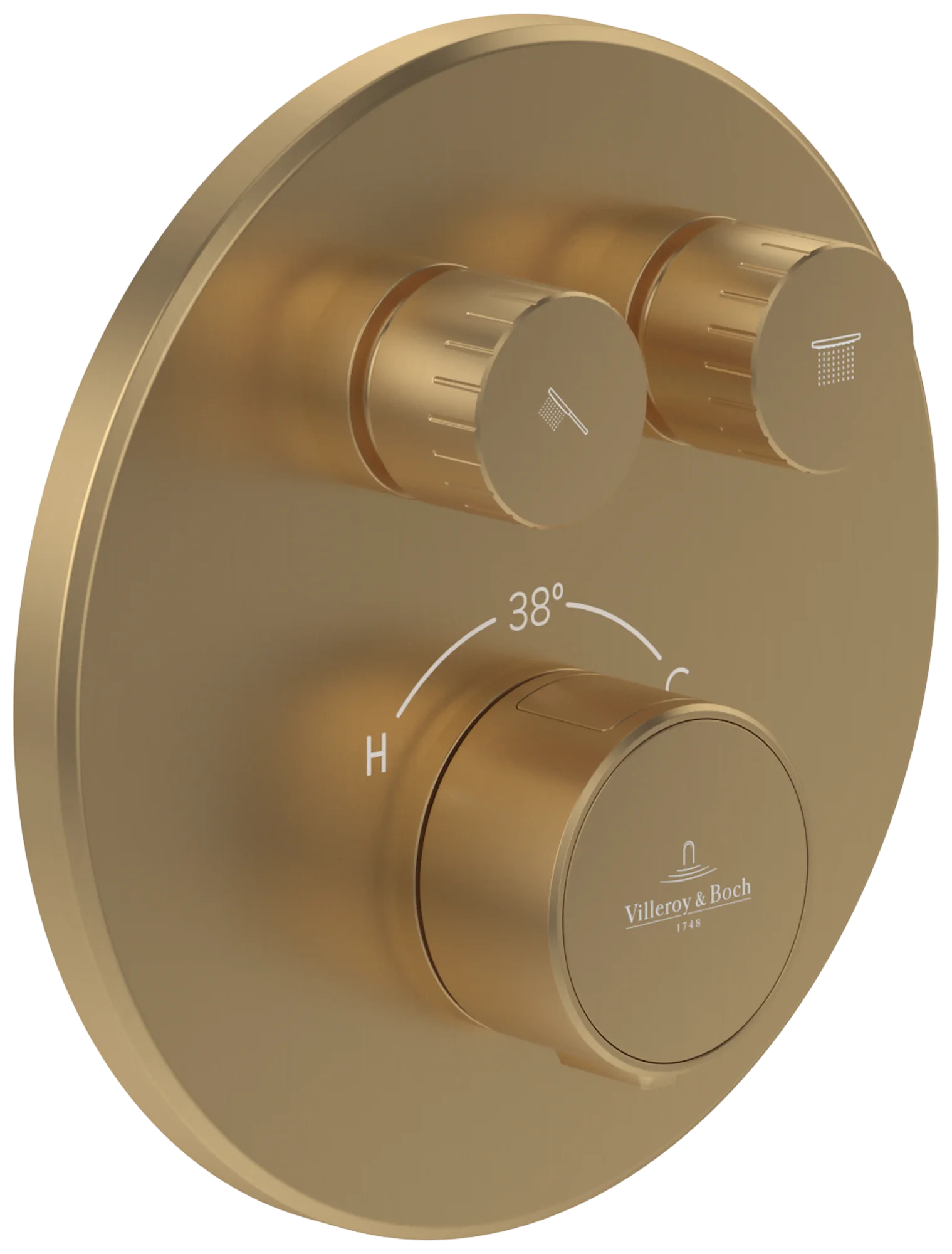 Villeroy & Boch Unterputz-Thermostat Universal Taps & Fittings, Brushed Gold, 157x66x157 mm, Zweiwege-Mengenregulierung