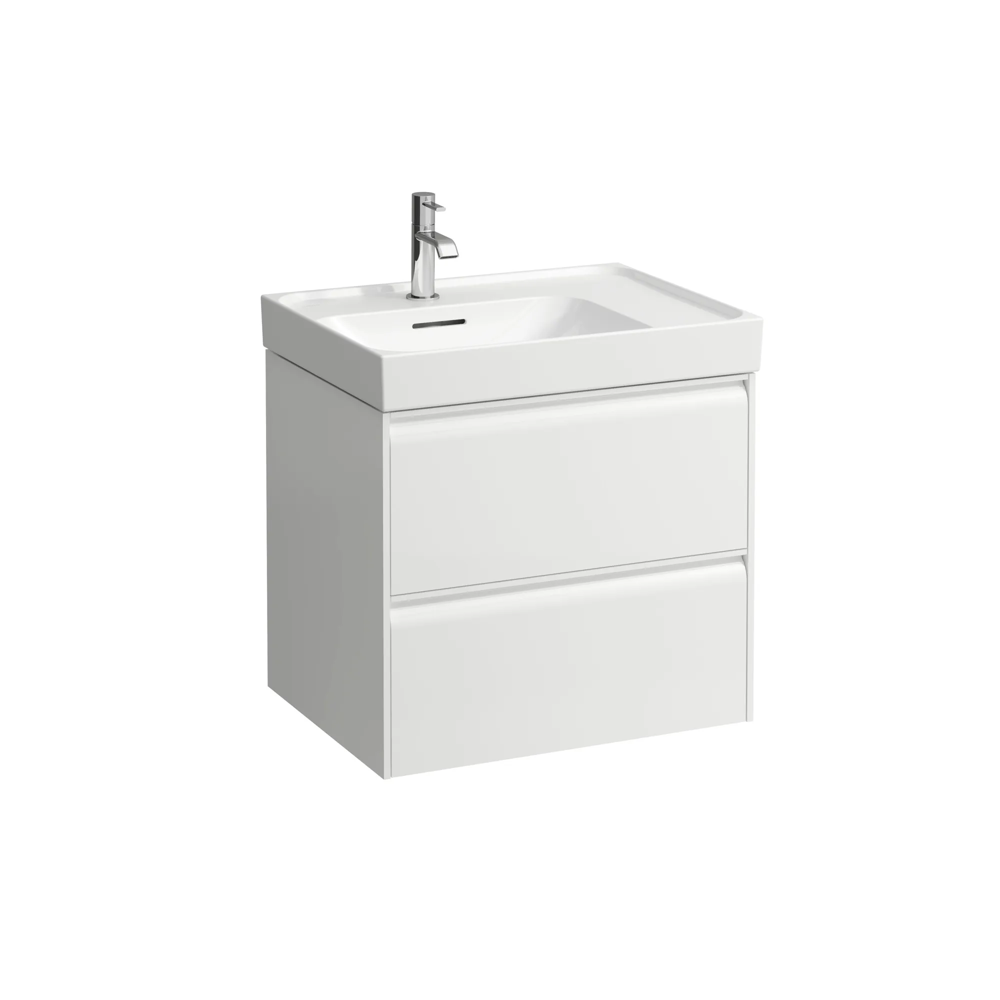 Waschtischunterbau MEDA 448x584x515 2 Schubladen integrierte Griffleiste für Waschtisch H817111 weiß matt