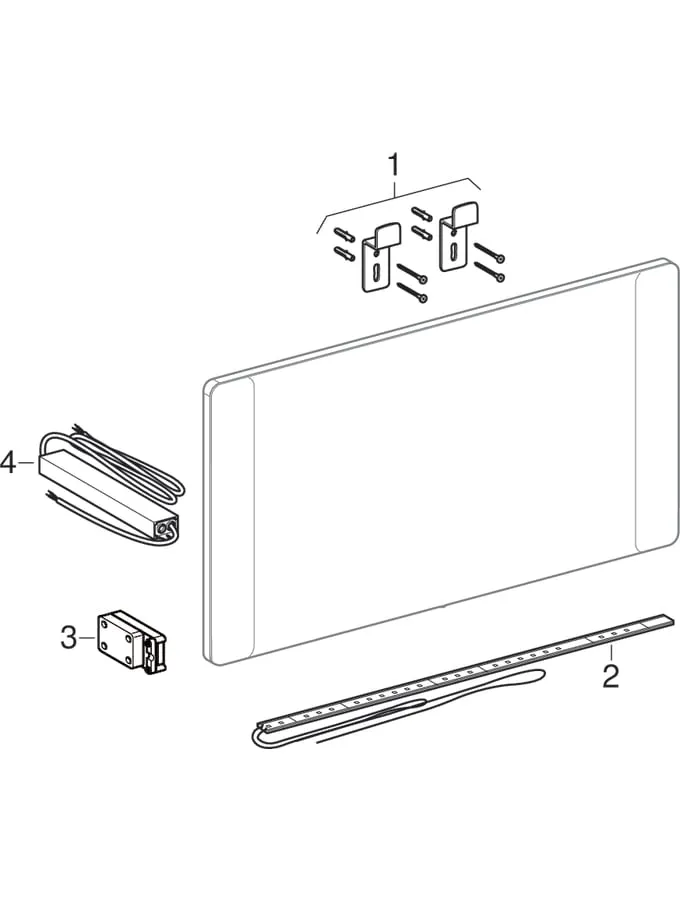 Geberit Option Square Lichtspiegel Beleuchtung beidseitig, Aluminium gebürstet, 120x65x3 cm