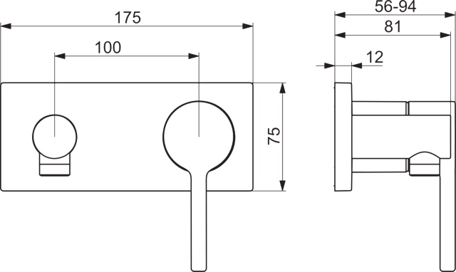EHM Fertigset für Brause-Batterie VANTIS Style 5481 Rosette eckig Chrom