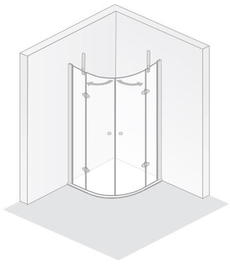 HSK teilgerahmte Runddusche Radius 550 4-teilig „Premium Classic“ Glas Mattierung mittig (65 cm), Profile Pergamon, H: 2000 mm HSK teilgerahmte Runddusche Radius 550 4-teilig „Premium Classic“ Glas Mattierung mittig (65 cm), Profile Pergamon, H: 2000 mm