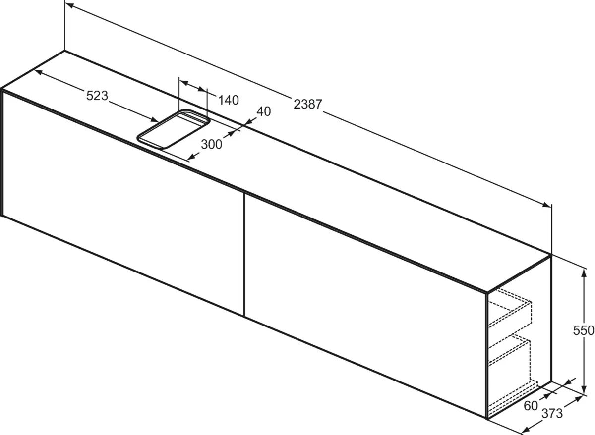 Ideal Standard Waschtischunterschrank „Conca“ 238,7 × 55 × 37,3 cm Weiß matt lackiert Ideal Standard Waschtischunterschrank „Conca“ 238,7 × 55 × 37,3 cm Weiß matt lackiert