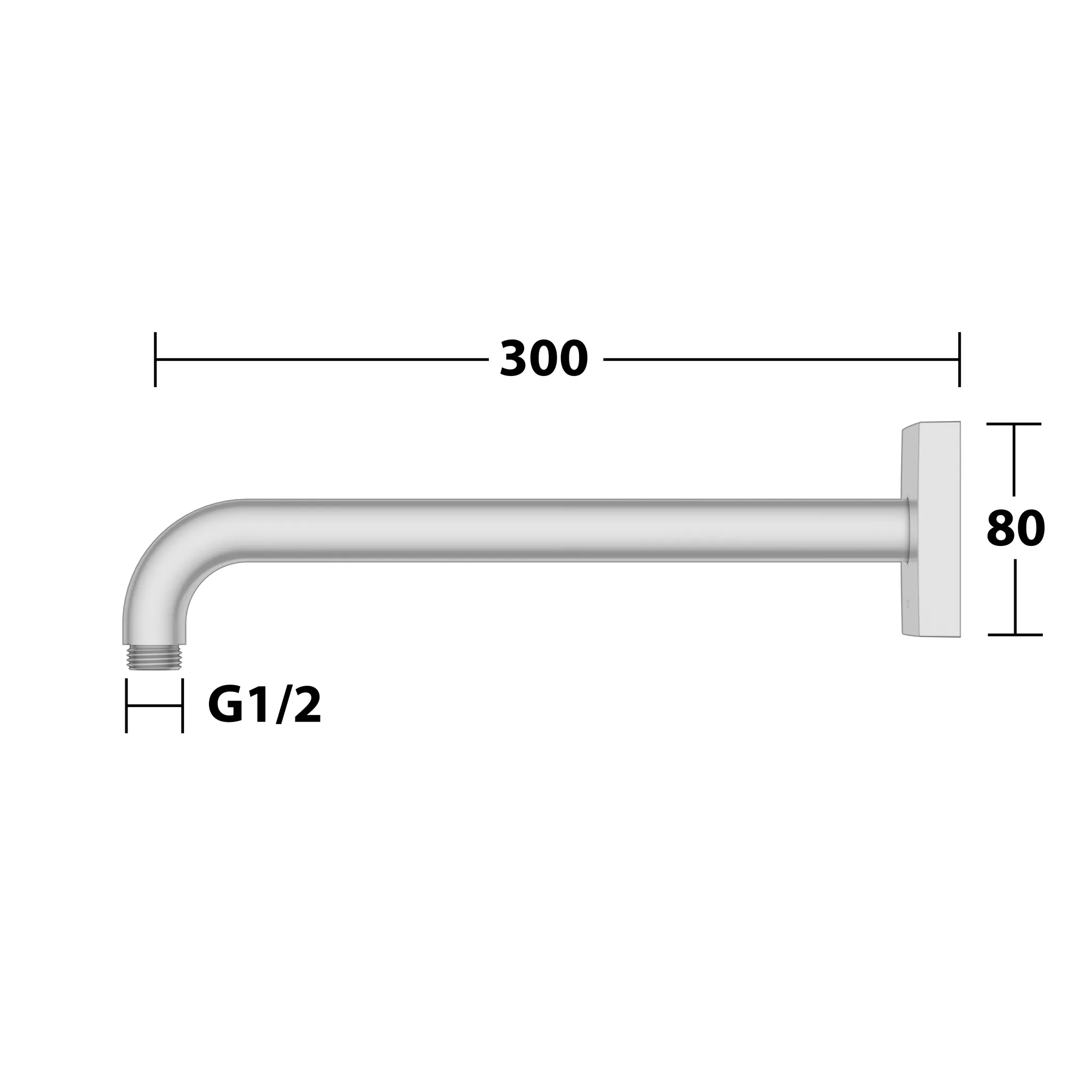 Edition 300 53088170302 Brausearm Wandanschluß eckig Ausladung 300 mm Aluminium-finish
