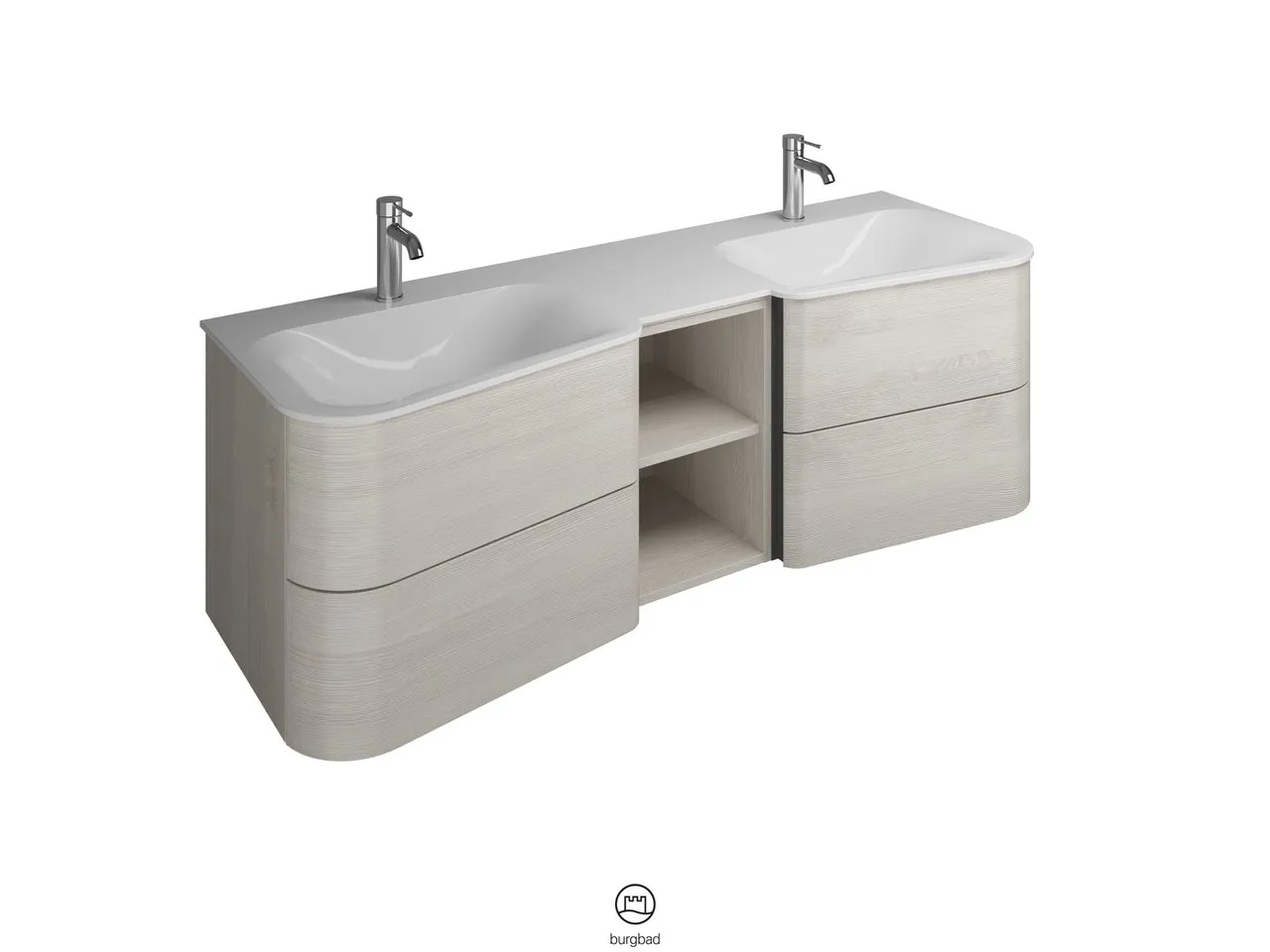 burgbad Badmöbelset „Badu“ Griffleiste, Anthrazit eloxiert, in Frassino Dekor burgbad Badmöbelset „Badu“ Griffleiste, Anthrazit eloxiert, in Frassino Dekor