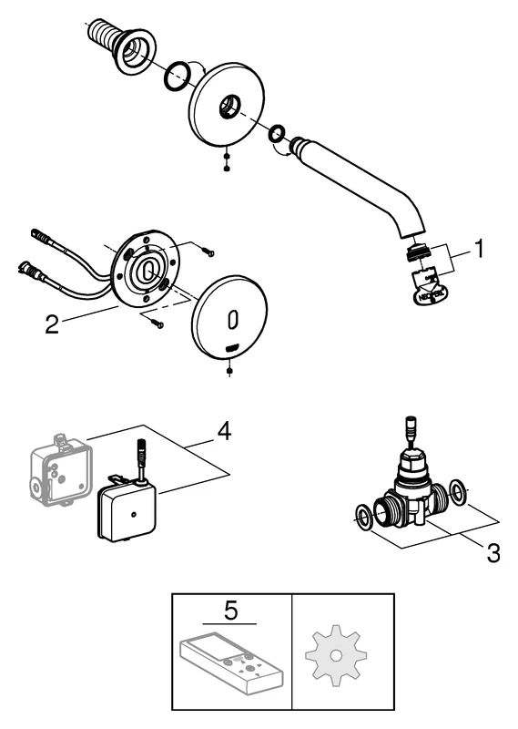 Infrarot-Elektronik für Waschtisch-Wandarmatur Essence E 36447, Fertigmontageset für Rapid SL 38 748 002 oder Rohbauset 36 264 001, ohne Mischung, Laminarstrahlregler 5,7 l/min, chrom