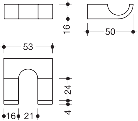 Doppelhaken Sys 800, Plvb. Tiefe: 50mm weiß tiefmatt