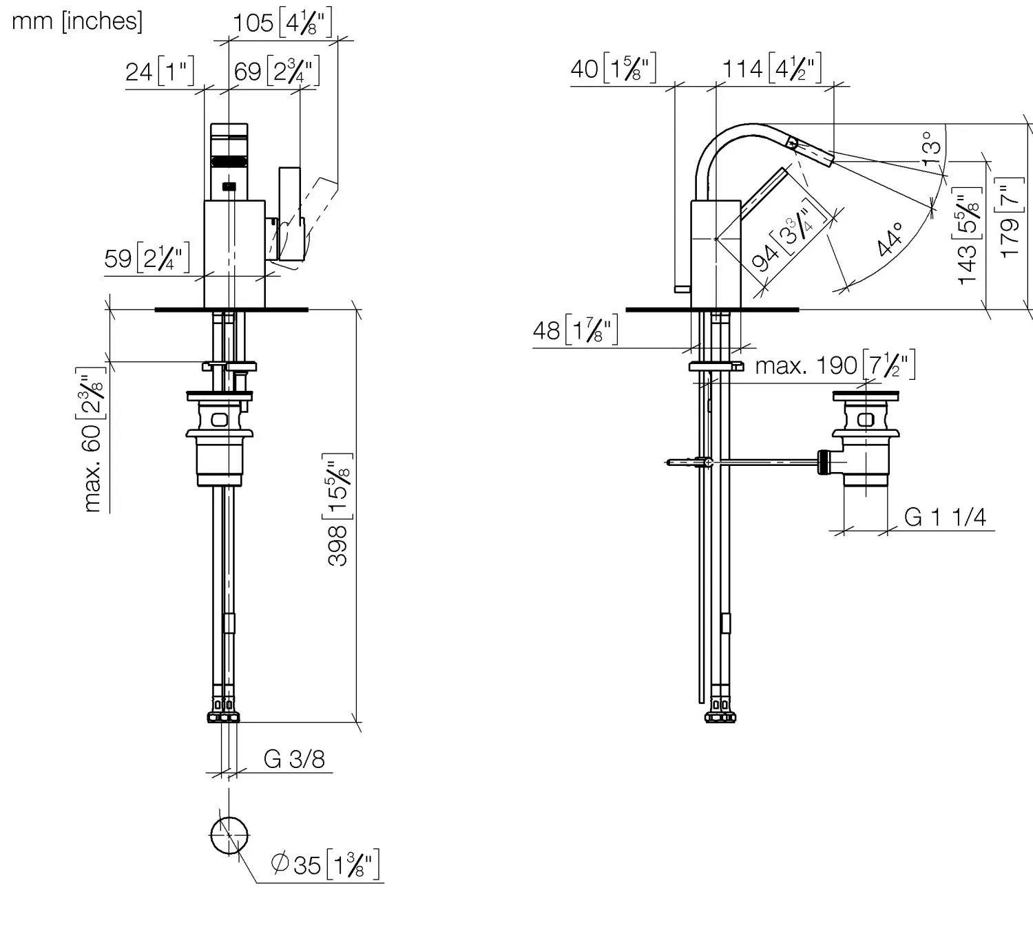 Dornbracht Bidet-Einhandbatterie mit Ablaufgarnitur - Chrom Dornbracht Bidet-Einhandbatterie mit Ablaufgarnitur - Chrom