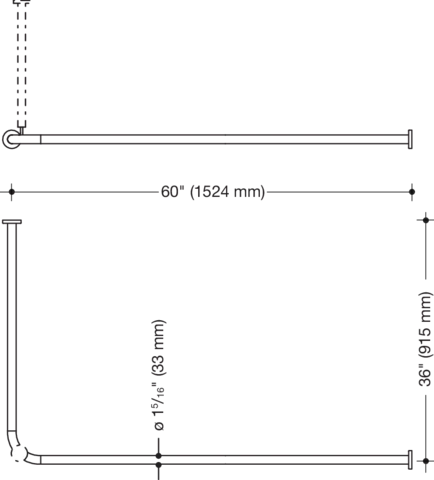 Vorhangstange (USA) S801,matt, AM:60 x 36´´, 24 Rg. reinweiß