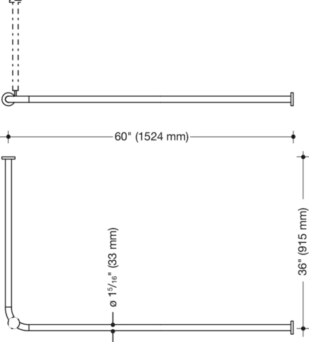 Vorhangstange (USA) S801,matt, AM:60 x 36´´, 24 Rg. reinweiß Vorhangstange (USA) S801,matt, AM:60 x 36´´, 24 Rg. reinweiß