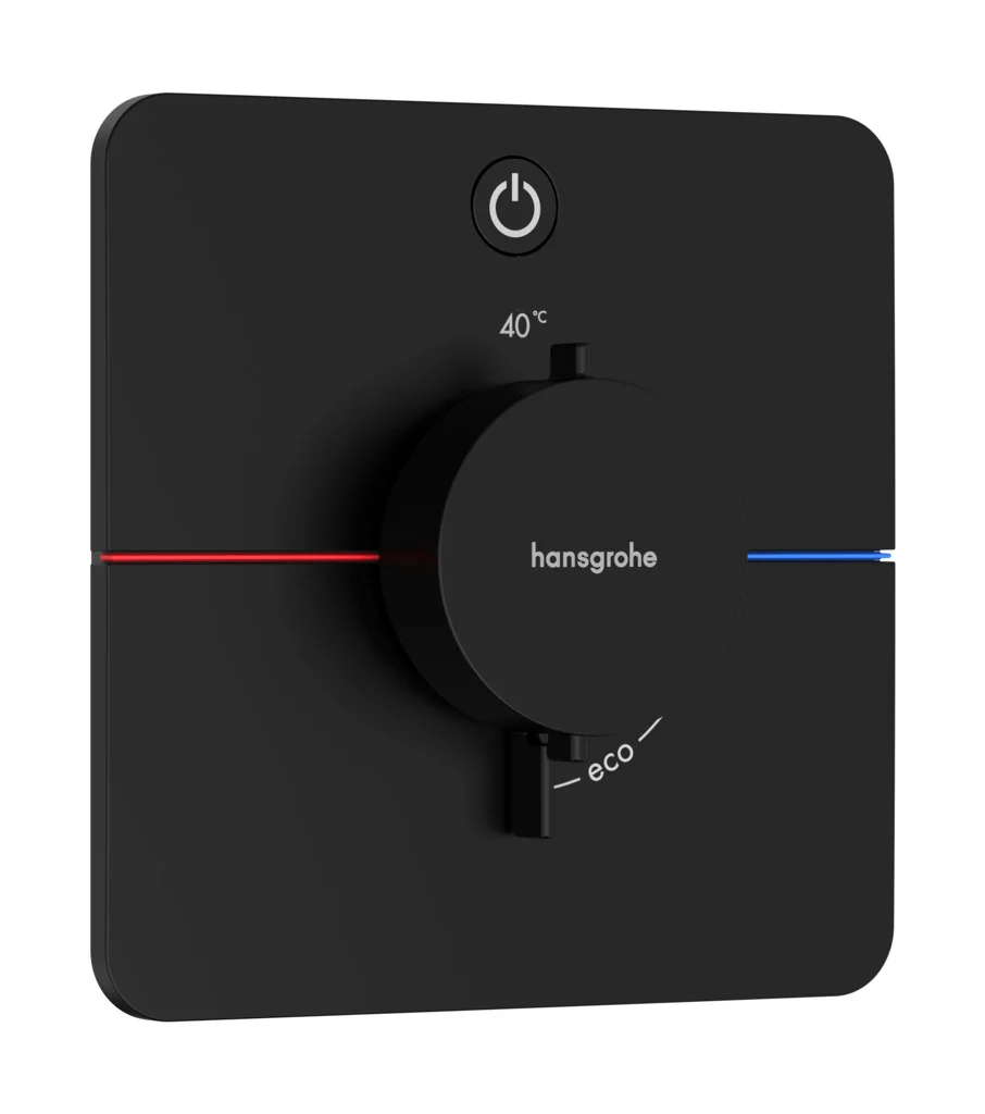 Hansgrohe ShowerSelect Comfort Q Thermostat Unterputz, 1 Verbraucher, mattschwarz, flache Rosette, einfache Installation
