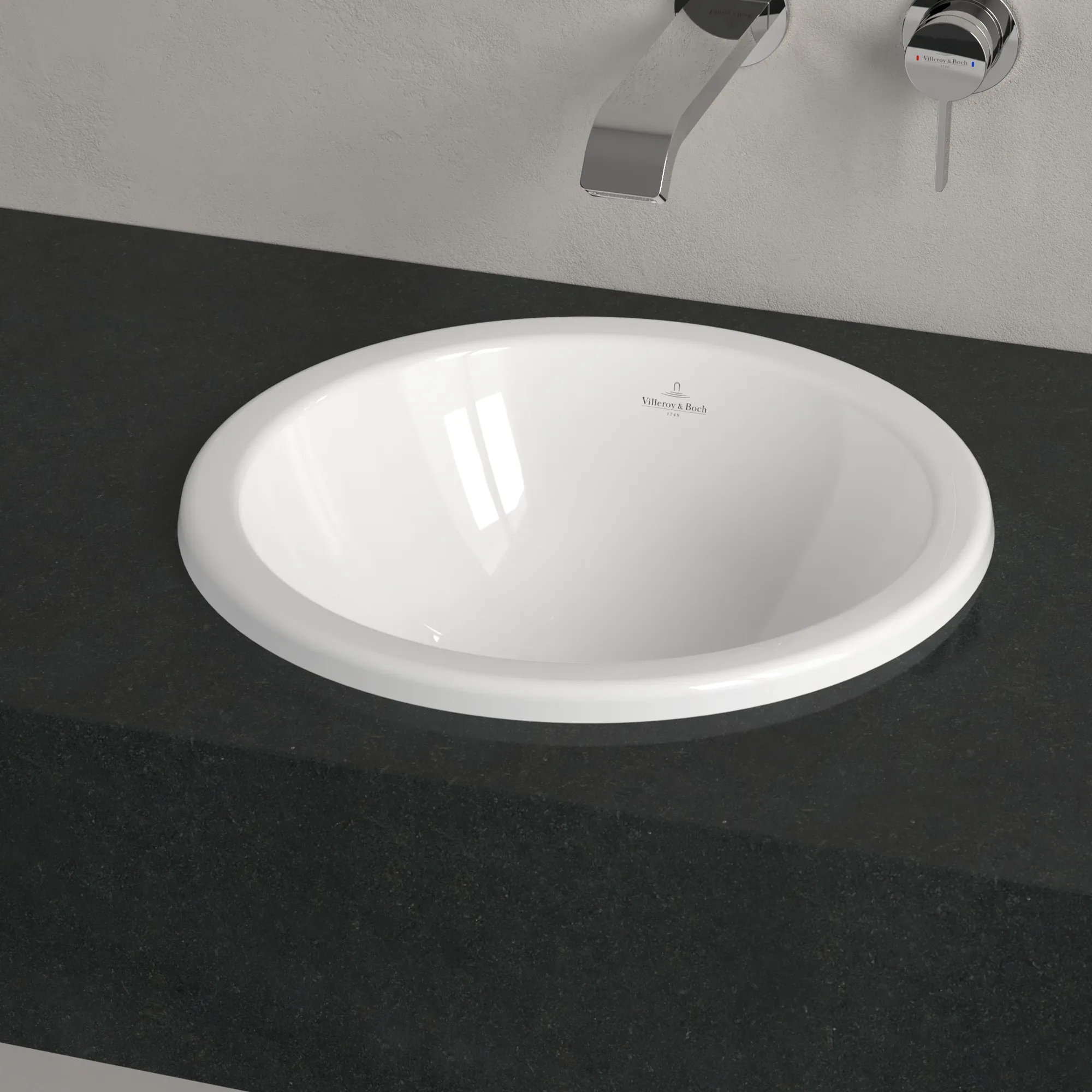 Villeroy & Boch Einbauwaschtisch aus TitanCeram „Loop & Friends“ ohne Hahnlochbohrung, ⌀ 390 mm, ohne Hahnlochbohrung in Weiß Alpin Villeroy & Boch Einbauwaschtisch aus TitanCeram „Loop & Friends“ ohne Hahnlochbohrung, ⌀ 390 mm, ohne Hahnlochbohrung in Weiß Alpin
