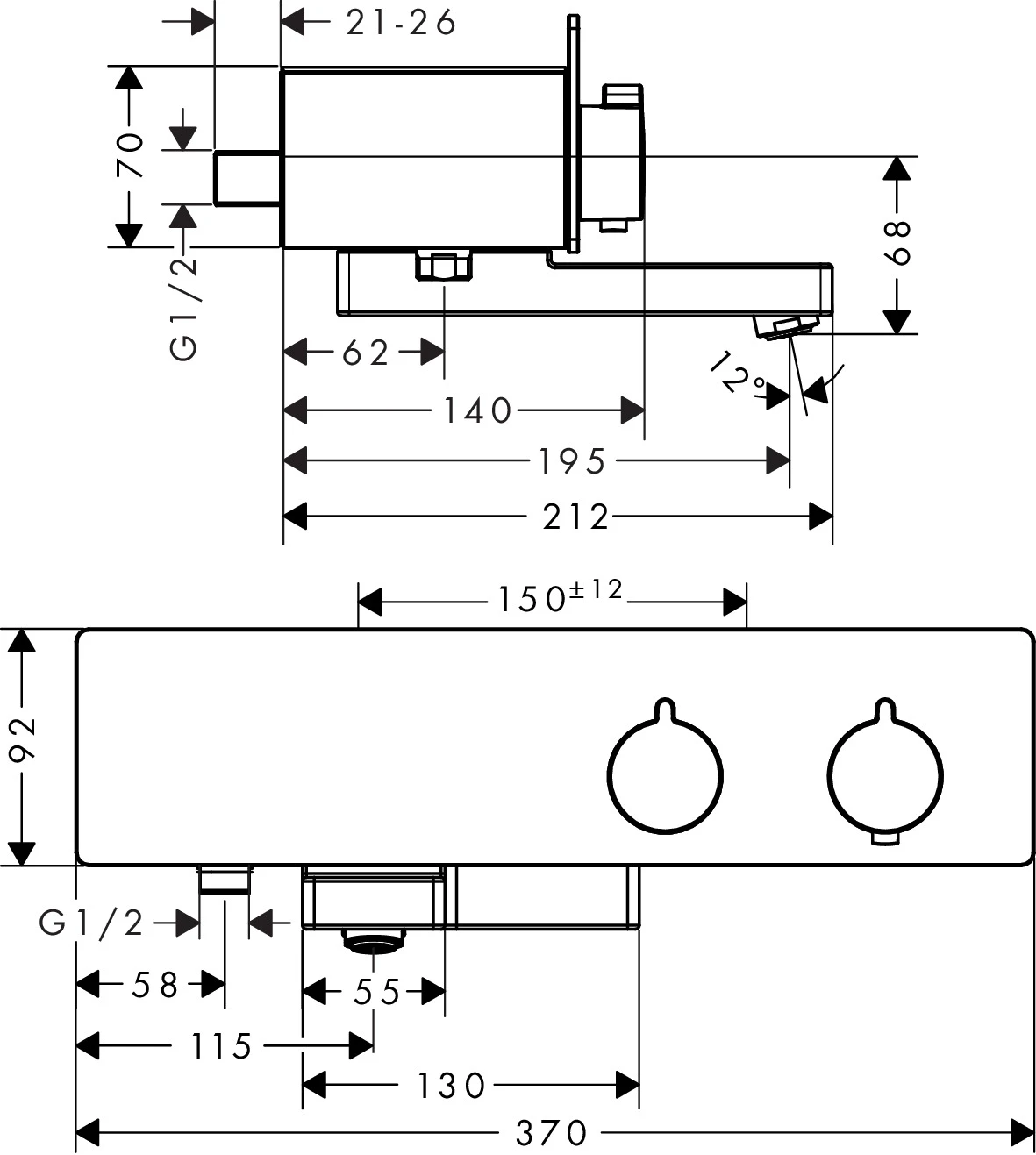 Thermostat ShowerTablet 350 Wanne Aufputz DN15 chrom Thermostat ShowerTablet 350 Wanne Aufputz DN15 chrom