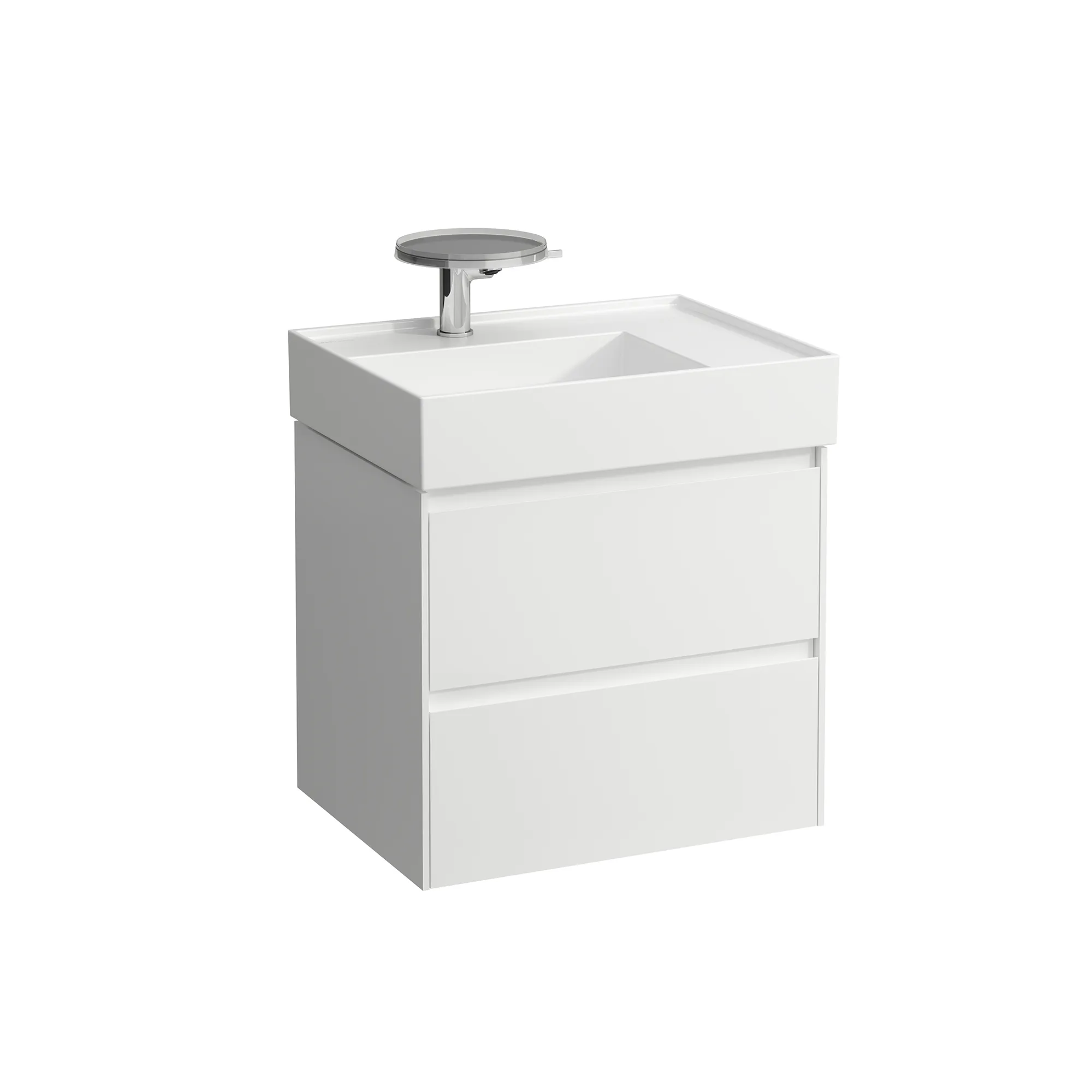 Waschtischunterbau LANI 448x584x515 mit 2 Schubladen integrierter Griffleiste Vollauszug und Soft-Close für Waschtisch Kartell • H810334 weiß matt