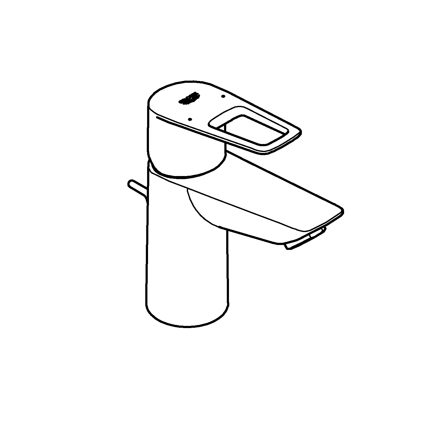 Einhand-Waschtischbatterie BauLoop 23335_1, S-Size, Einlochmontage, mit Temperaturbegrenzer, EcoJoy Mousseur 5,7 l/min, Zugstangen-Ablaufgarnitur aus Kunststoff 1 1/4″, chrom