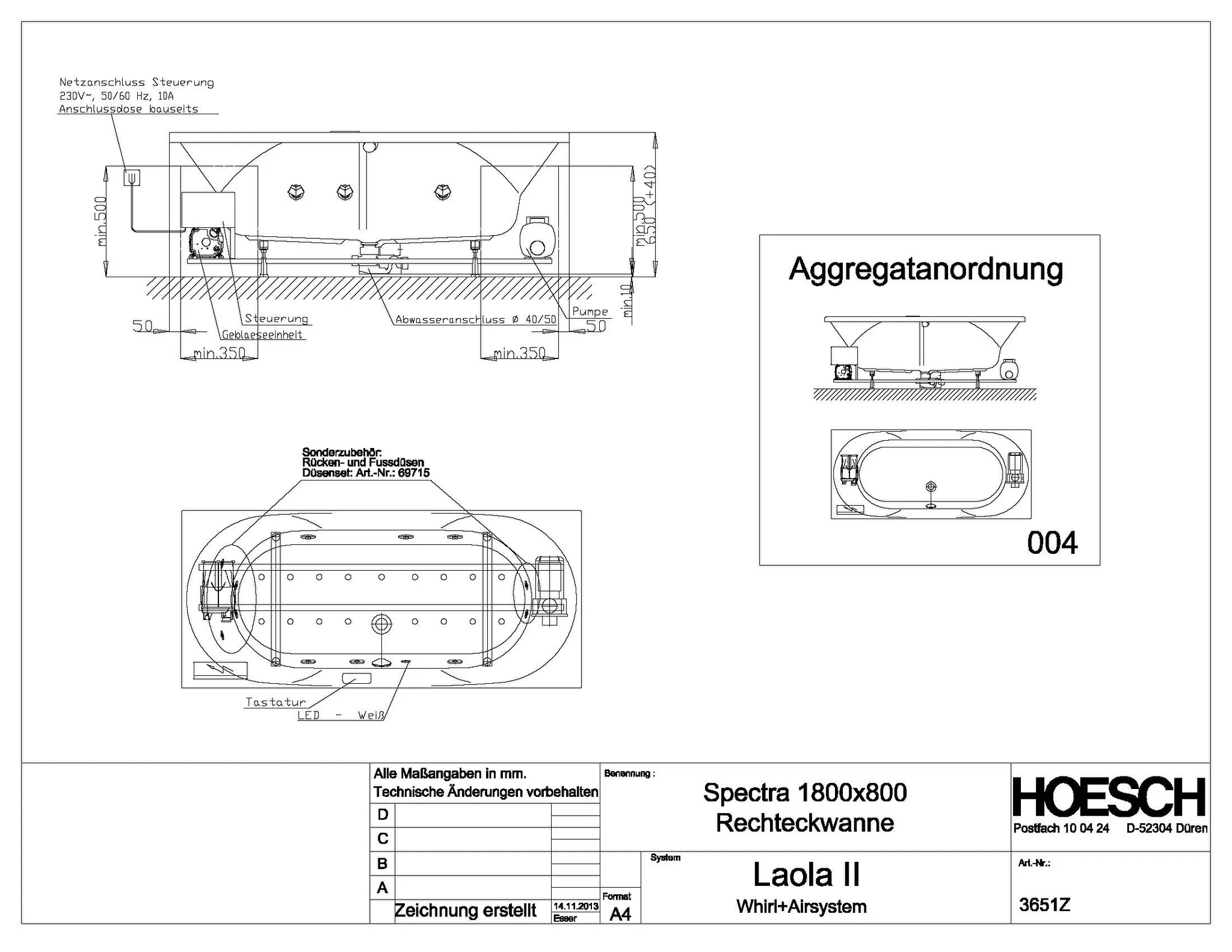 Hoesch Whirlwanne „Spectra“ mit Whirlsystem „Laola II“ rechteck 180 × 80 cm, rechteckig in Weiß Hoesch Whirlwanne „Spectra“ mit Whirlsystem „Laola II“ rechteck 180 × 80 cm, rechteckig in Weiß