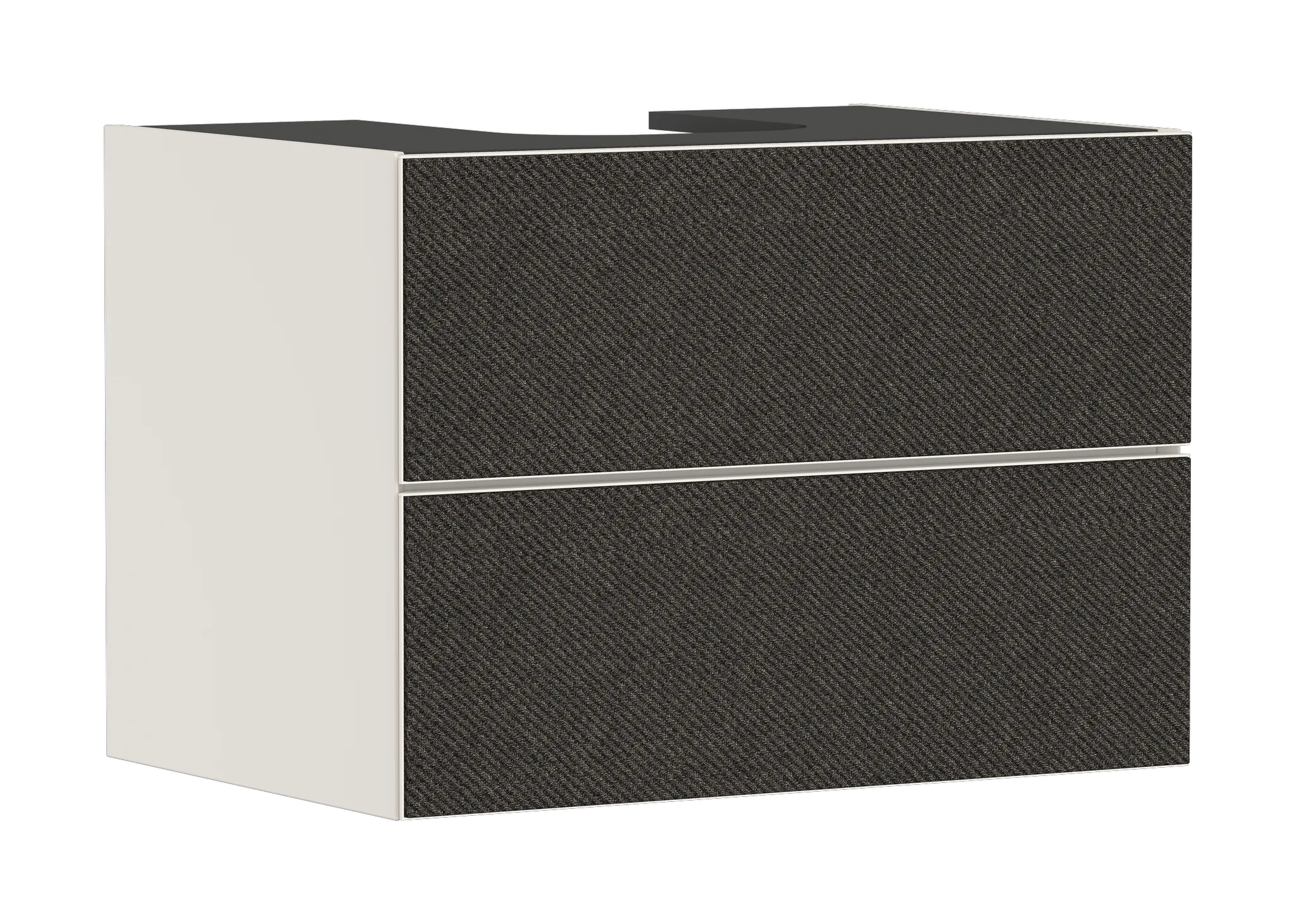 Xevolos E Waschtischunterschrank Sandbeige Matt 780/550 mit 2 Schubkästen für Konsolen mit Aufsatzwaschtisch geschliffen Bronze Struktur