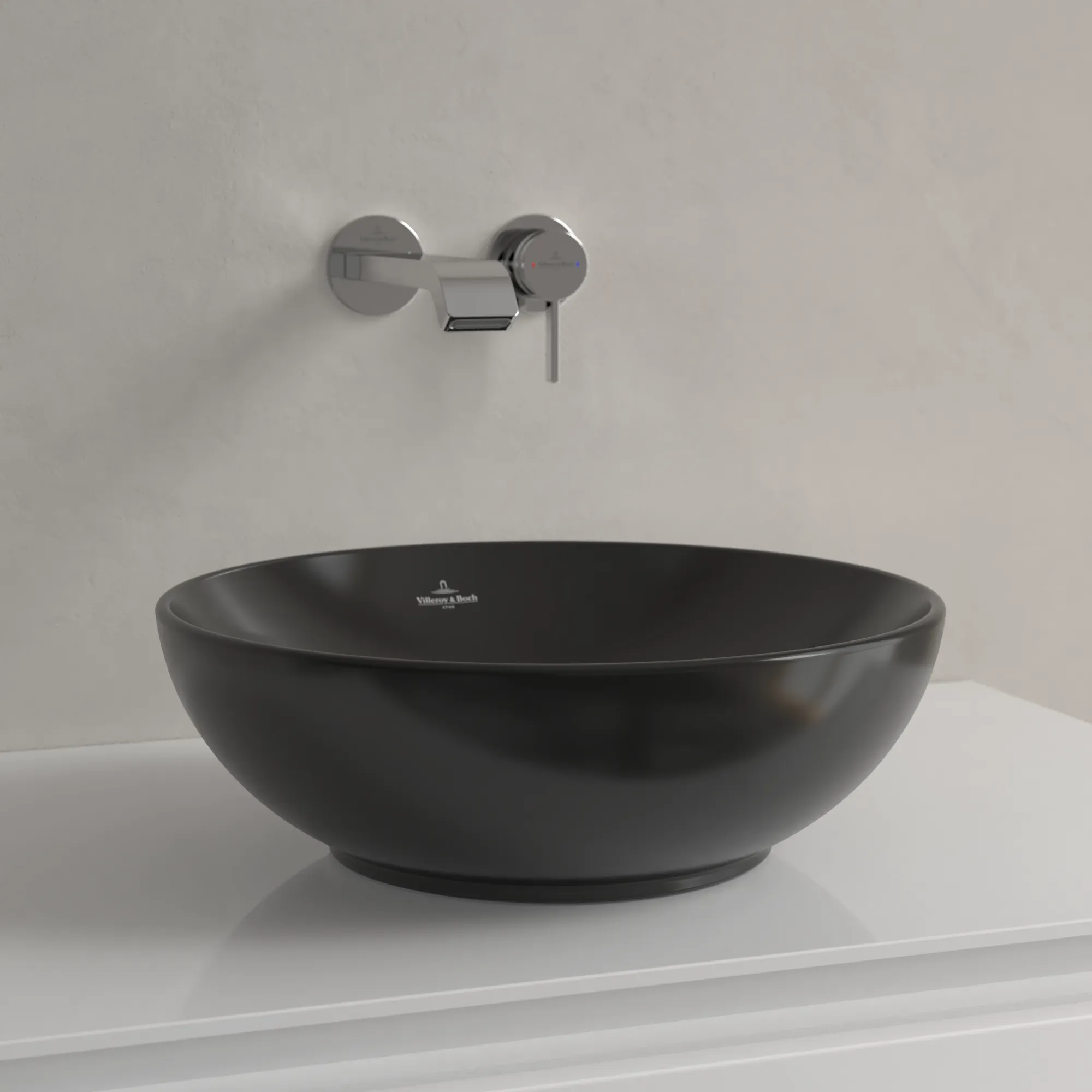 Villeroy & Boch Aufsatzwaschbecken Loop & Friends Pure Black CeramicPlus 380x380x150 mm mit Überlauf
