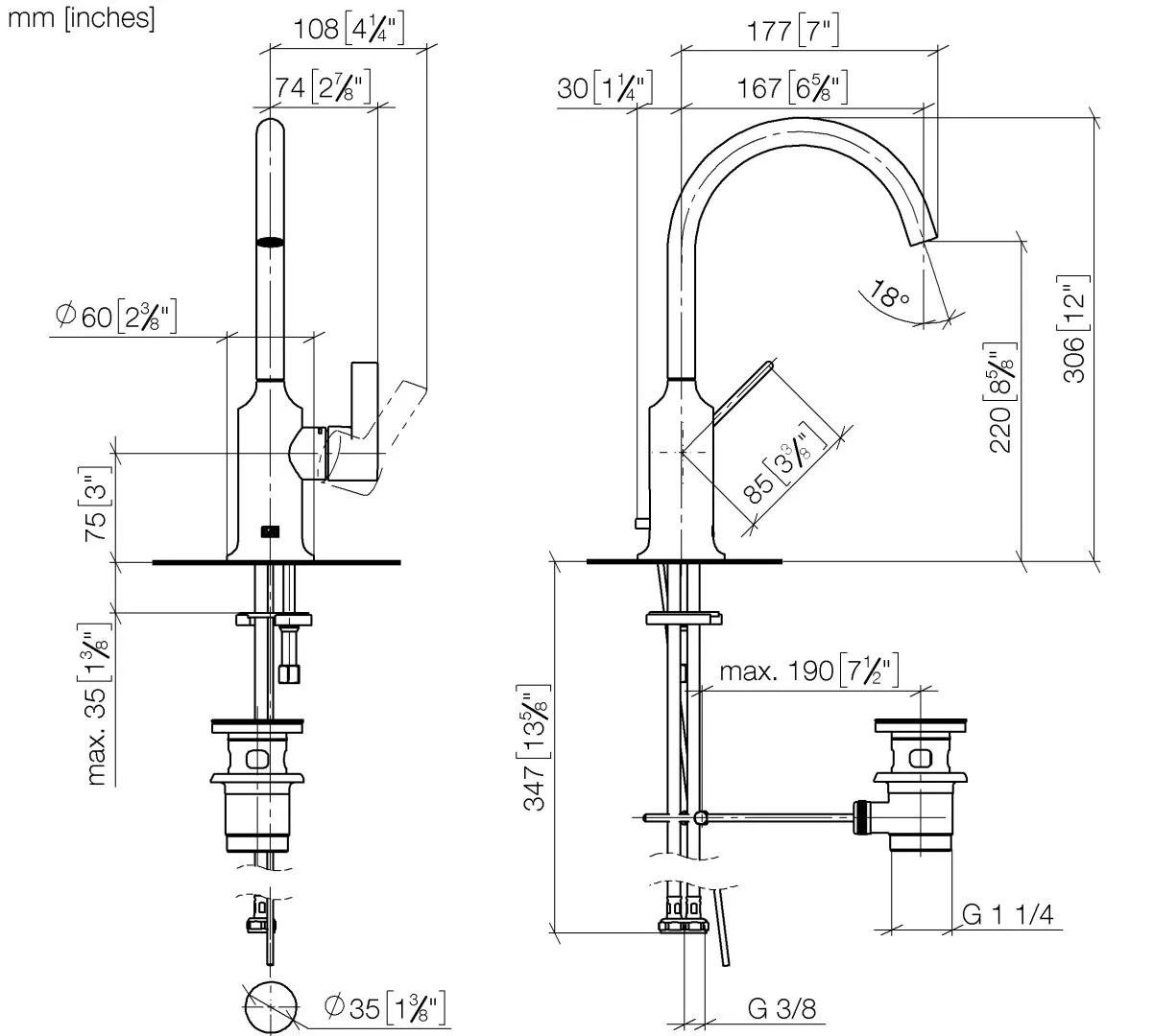 Waschtisch-Einhandbatterie mit Ablaufgarnitur VAIA Chrom 33500809