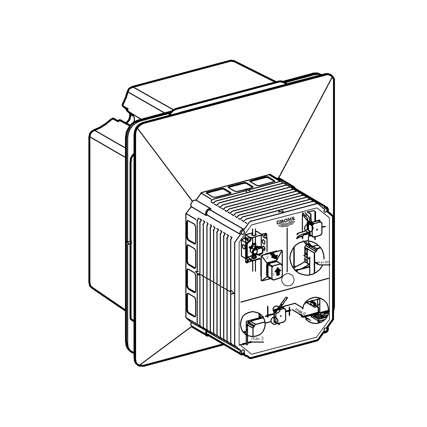 Urinal-Rohbauset Rapido U 37338, für manuelle Betätigung oder Tectron Infrarot Elektronik 6 V oder 230 V, für Nass- und Trockenausbau