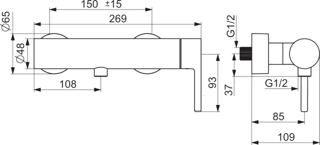 EHM Brausebatterie VANTIS Style 5445 Chrom