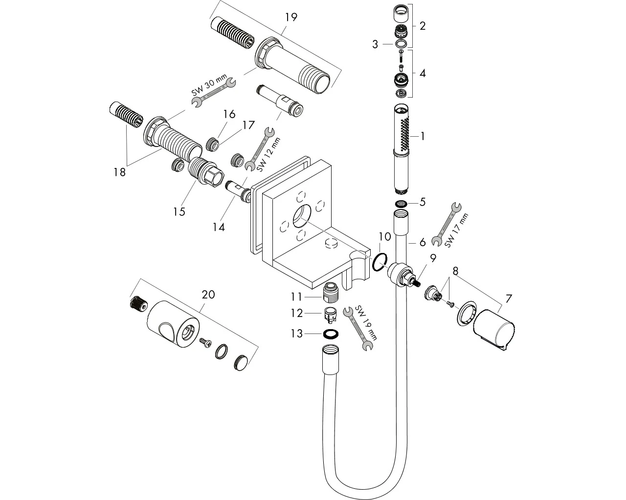 Handbrausenmodul Axor Starck Fertigset chrom