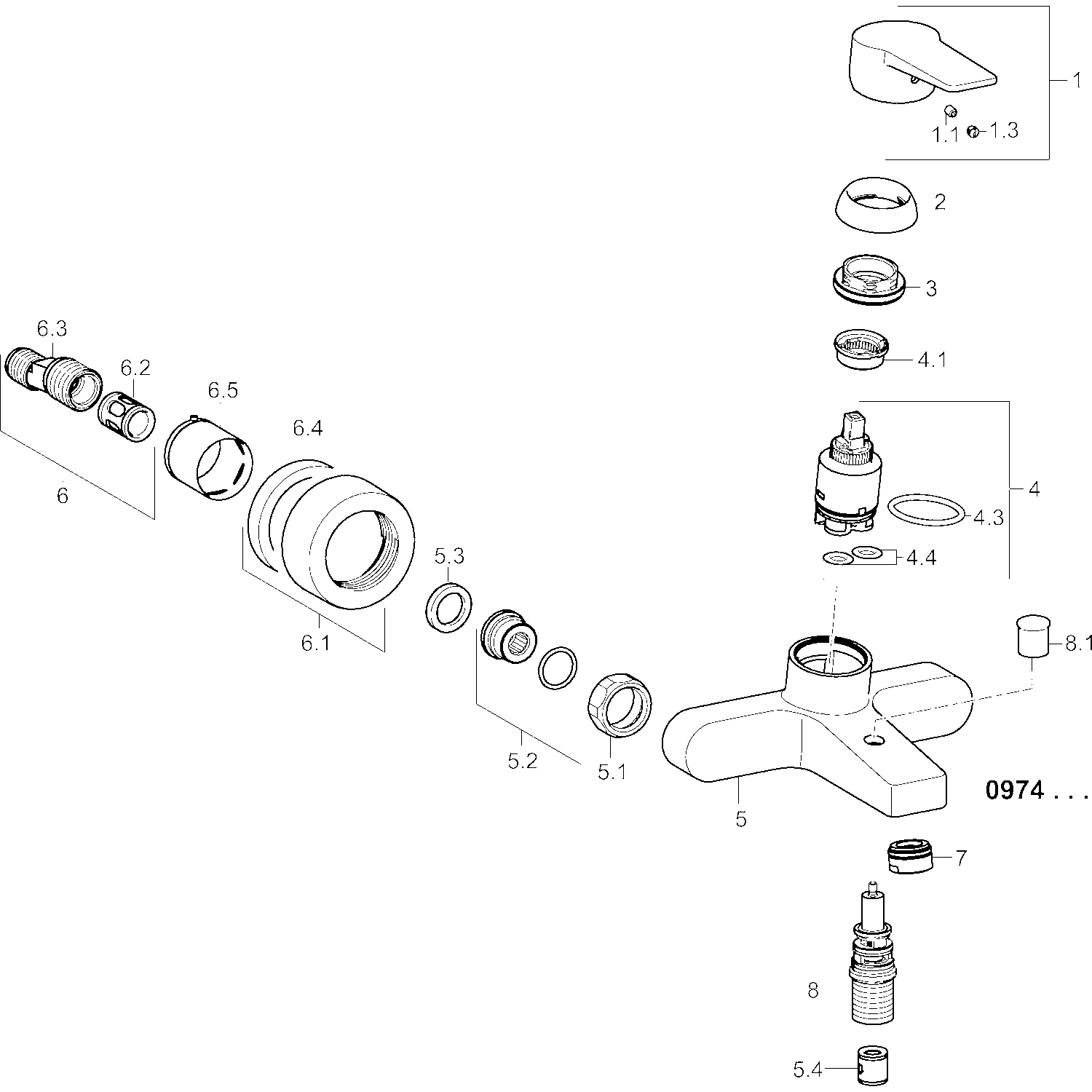 HA Einhebelmischer Wafü und Brausebatterie HANSATWIST 0974 Ausladung 162 mm DN15 Chrom