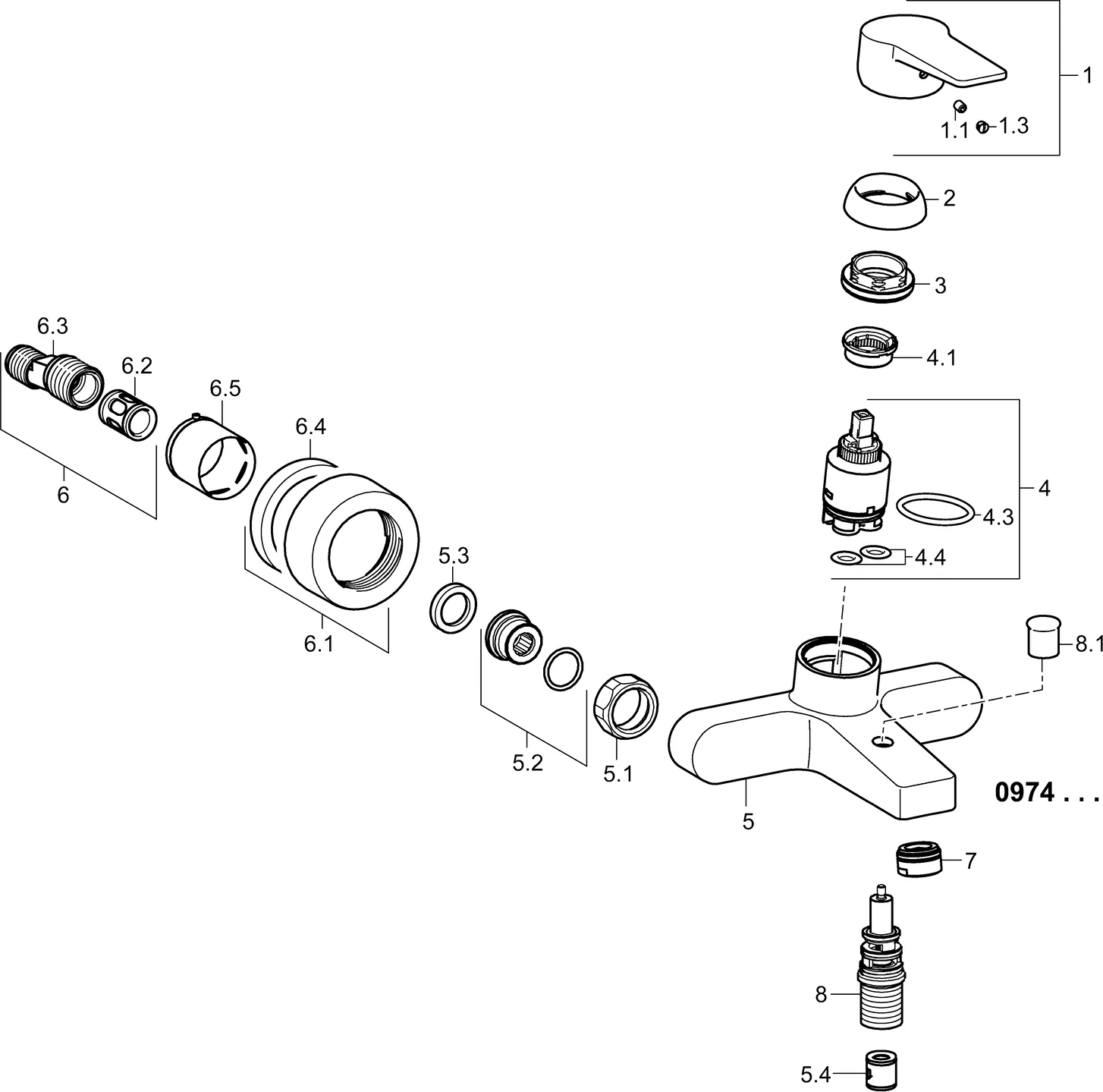 HansaTWIST Einhebelmischer Wafü und Brausebatterie 0974 Ausladung 162 mm DN15 Chrom