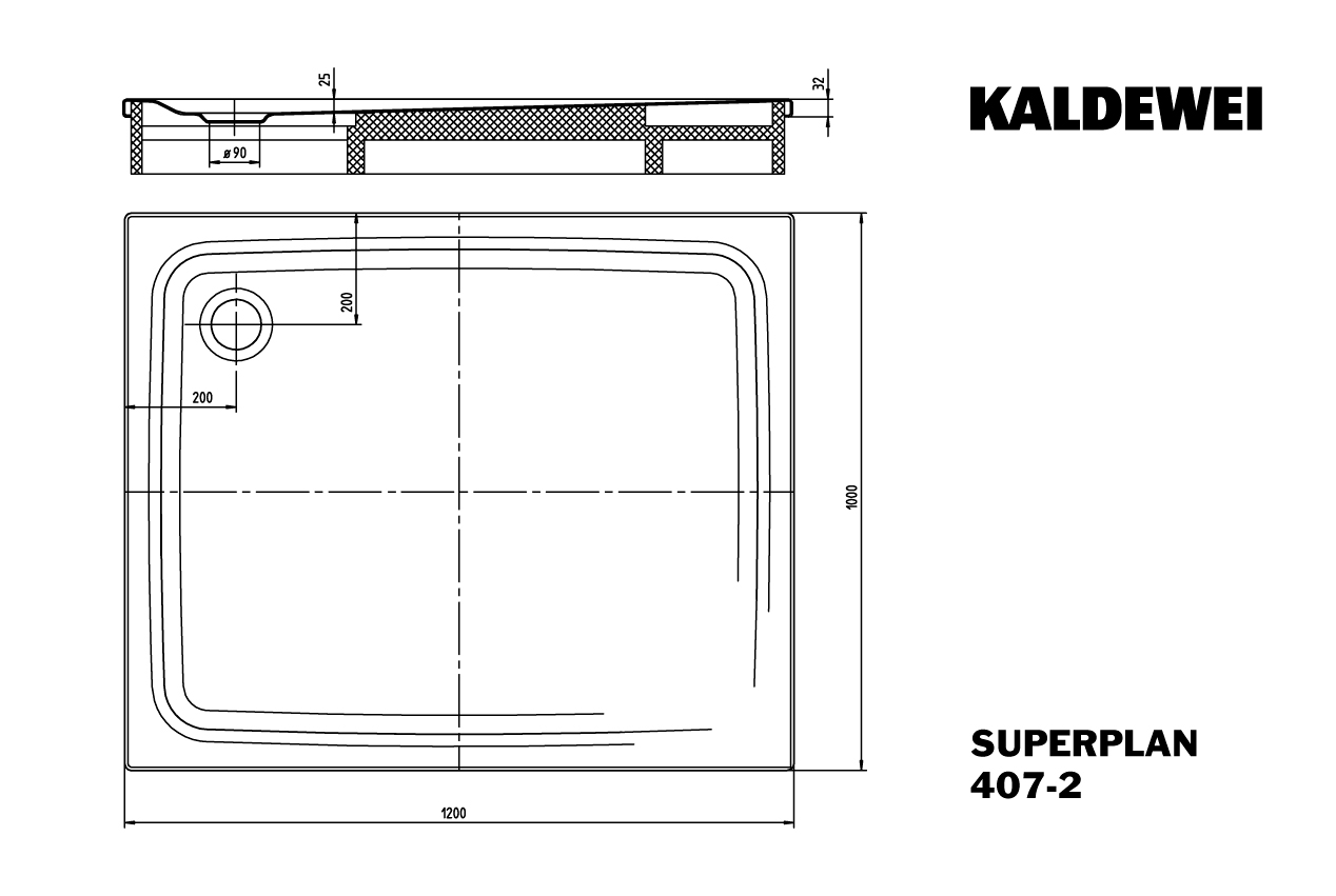 SUPERPLAN CLASSIC mit Wannenträger Duschwanne, 407-2 1000x1200mm alpinweiß, mit Wannenträger