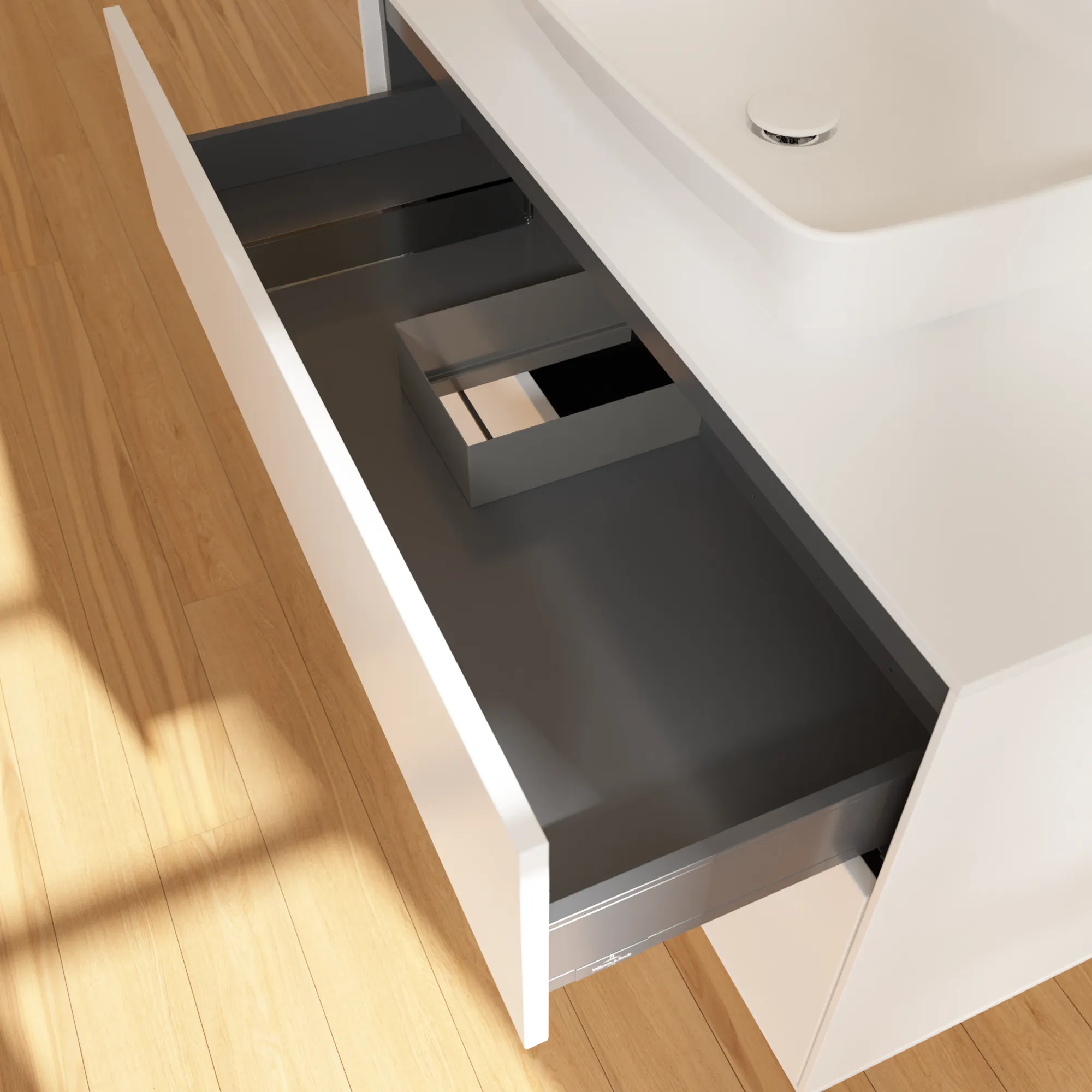 Villeroy & Boch Waschtischunterschrank „Finion“ für Schrankwaschtisch 1000 × 603 × 501 mm White Matt Lacquer, für Becken mittig, mit Hahnlochbohrung Villeroy & Boch Waschtischunterschrank „Finion“ für Schrankwaschtisch 1000 × 603 × 501 mm White Matt Lacquer, für Becken mittig, mit Hahnlochbohrung