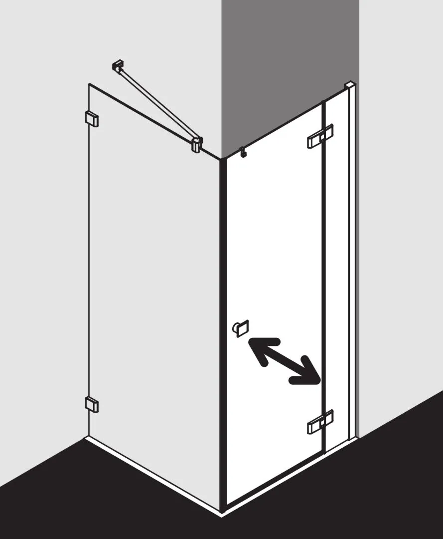 Kermi Duschdesign MENA Pendeltür 1-flügelig mit Festfeld, 2000x800mm, Schwarz Soft RAL 9005