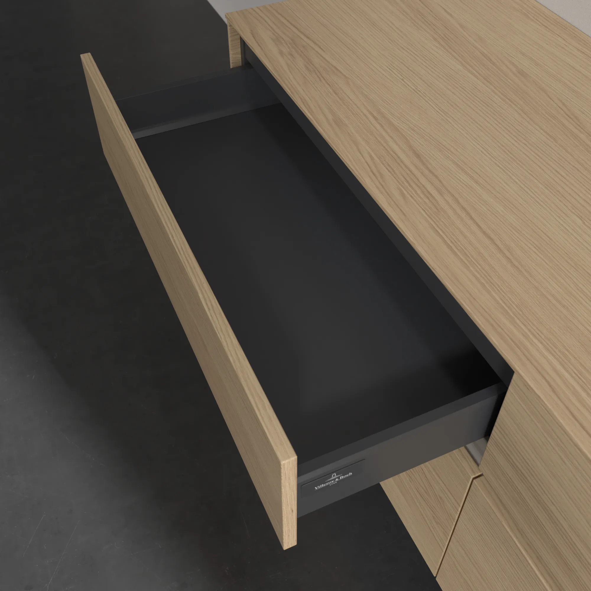 Villeroy & Boch Waschtischunterschrank „Collaro“ 1600 × 548 × 500 mm Nordic Oak, ohne Beleuchtung, für Becken rechts Villeroy & Boch Waschtischunterschrank „Collaro“ 1600 × 548 × 500 mm Nordic Oak, ohne Beleuchtung, für Becken rechts