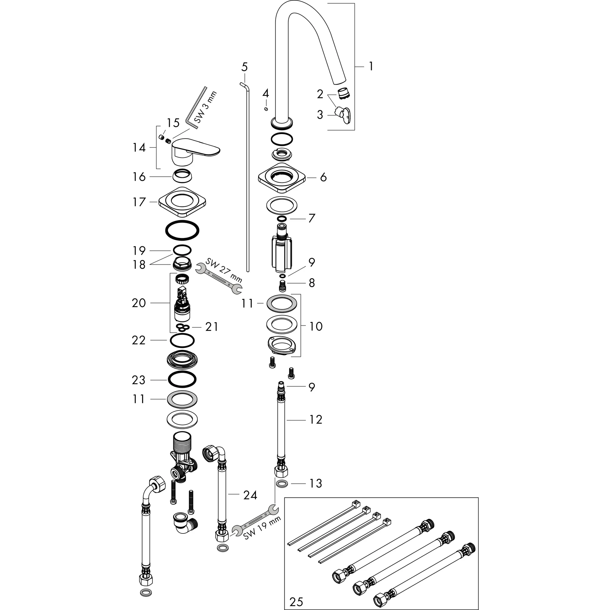 2-Loch Waschtischarmatur Axor Citterio M Standmodell chrom