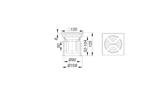 Bodenablauf Pronto K Alu, DN 100, 120 x 120 mm