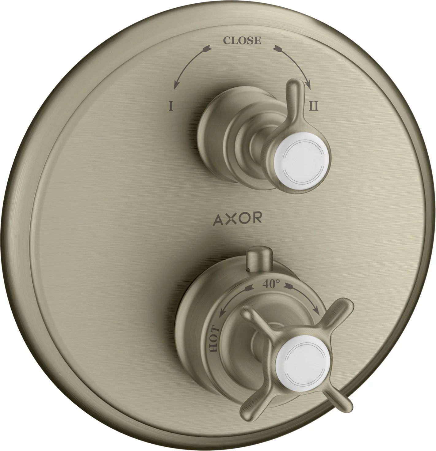 Hansgrohe AXOR Montreux Thermostat Unterputz, Brushed Nickel, 2 Verbraucher, max. Durchfluss 29 l/min, einstellbare Temperaturbegrenzung, Rückflussverhinderer, Schalldämpfer